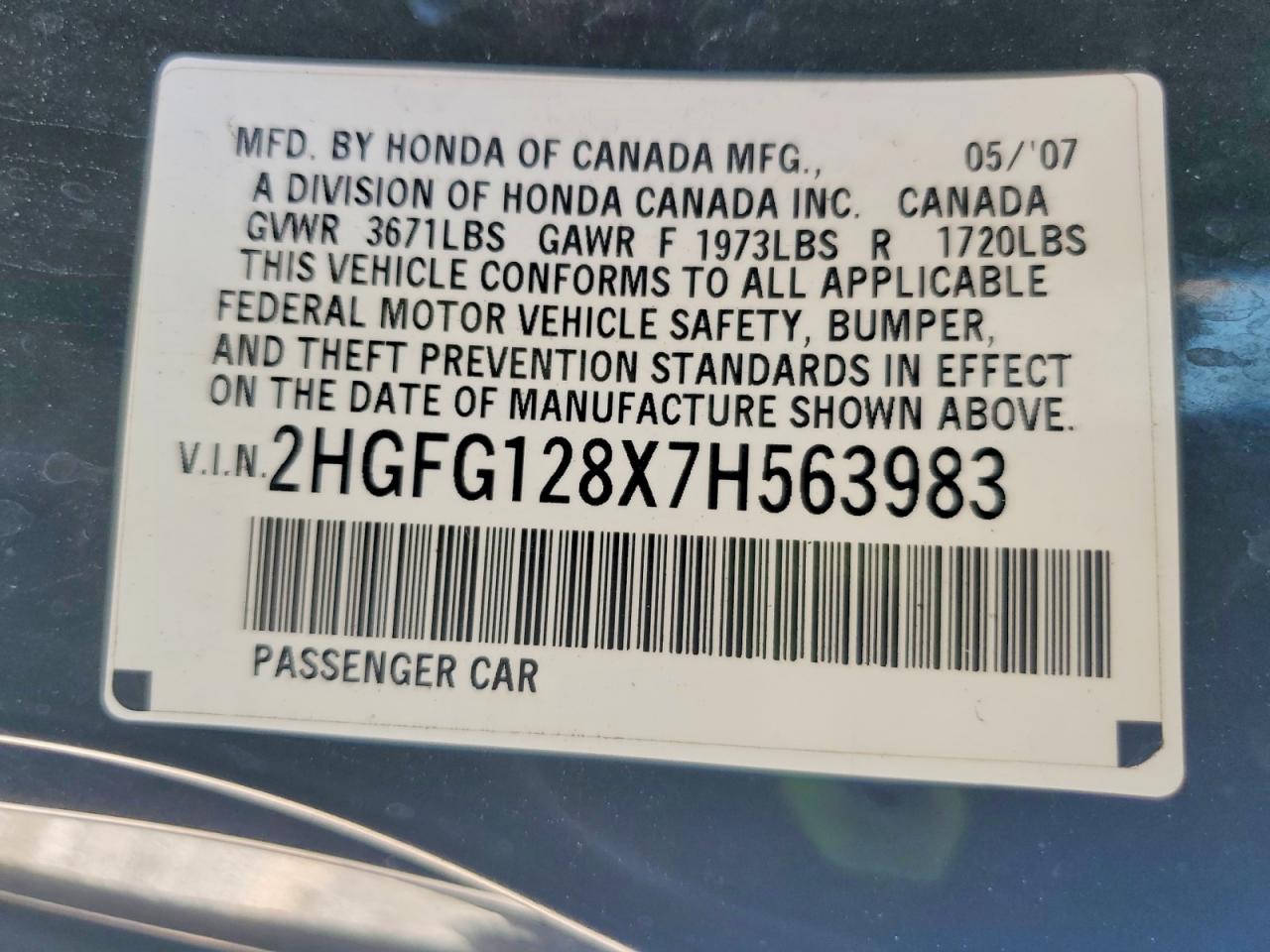 2007 Honda Civic Ex Черный vin: 2HGFG128X7H563983