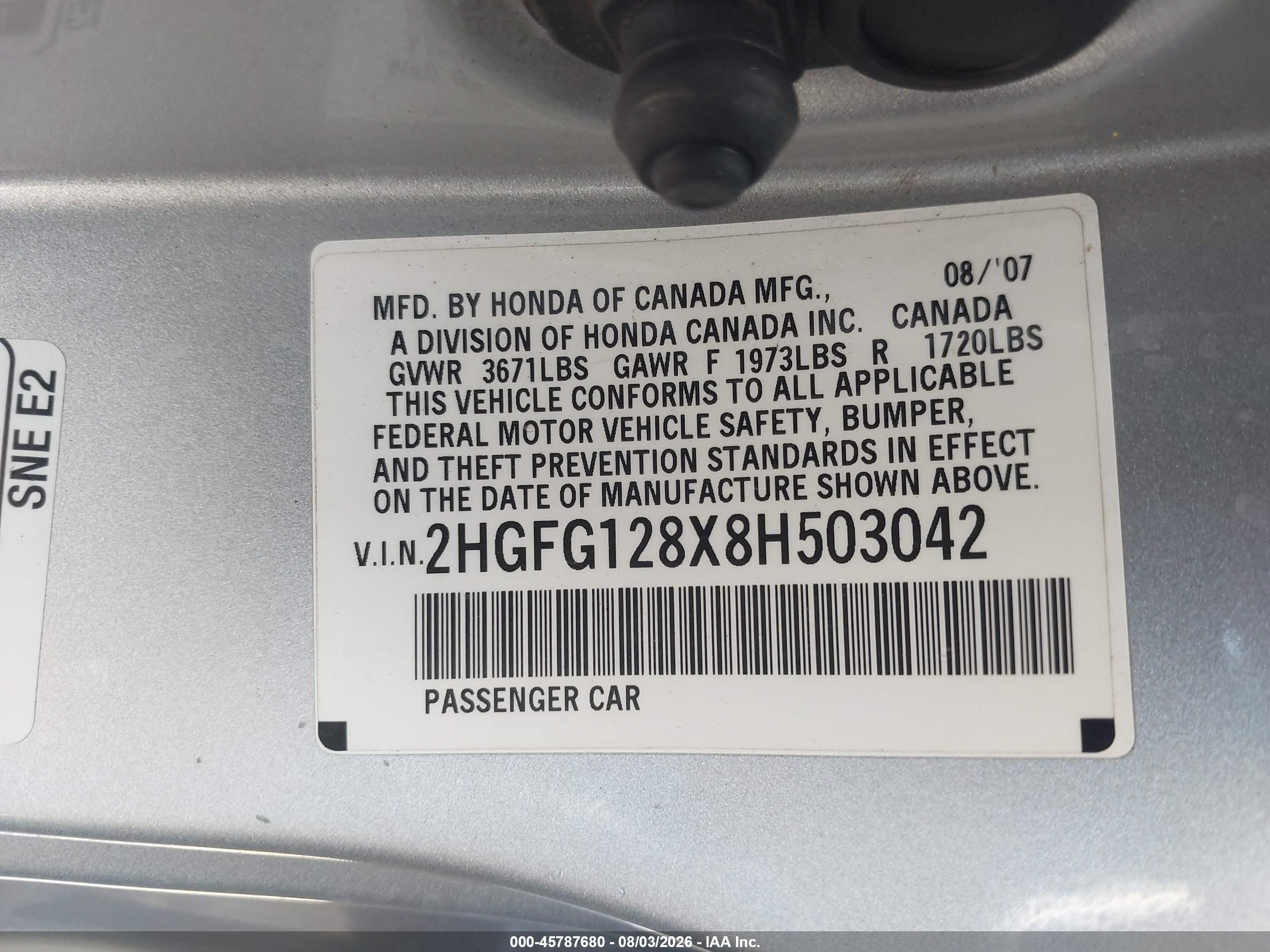 2008 Honda Civic Ex Silver vin: 2HGFG128X8H503042
