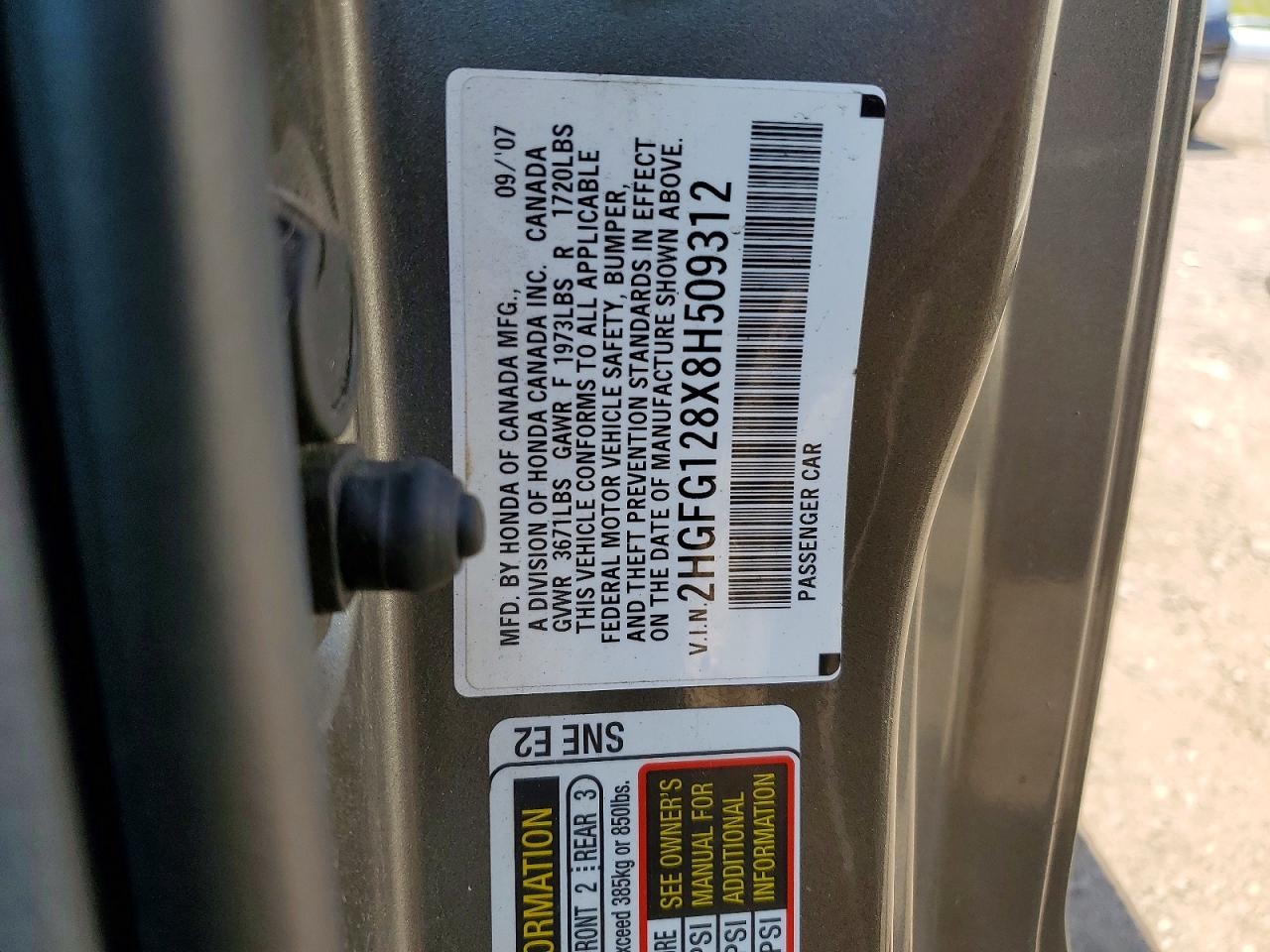 2008 Honda Civic Gray vin: 2HGFG128X8H509312