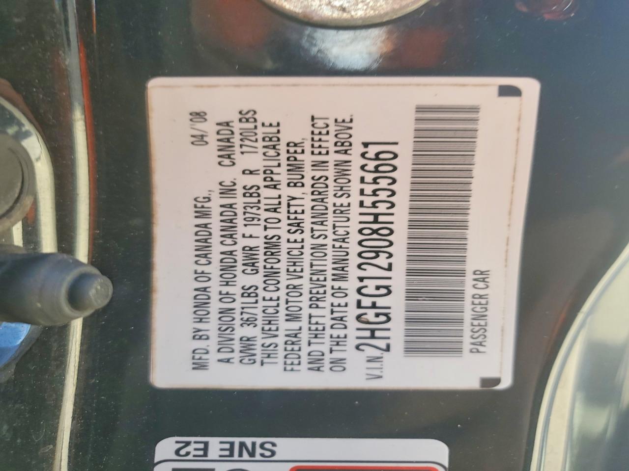 2008 Honda Civic Exl Black vin: 2HGFG12908H555661