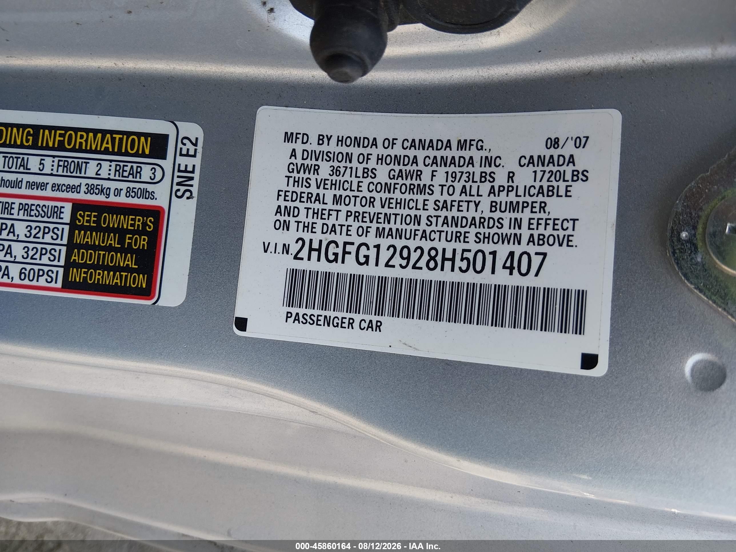 2008 Honda Civic Ex-l Silver vin: 2HGFG12928H501407
