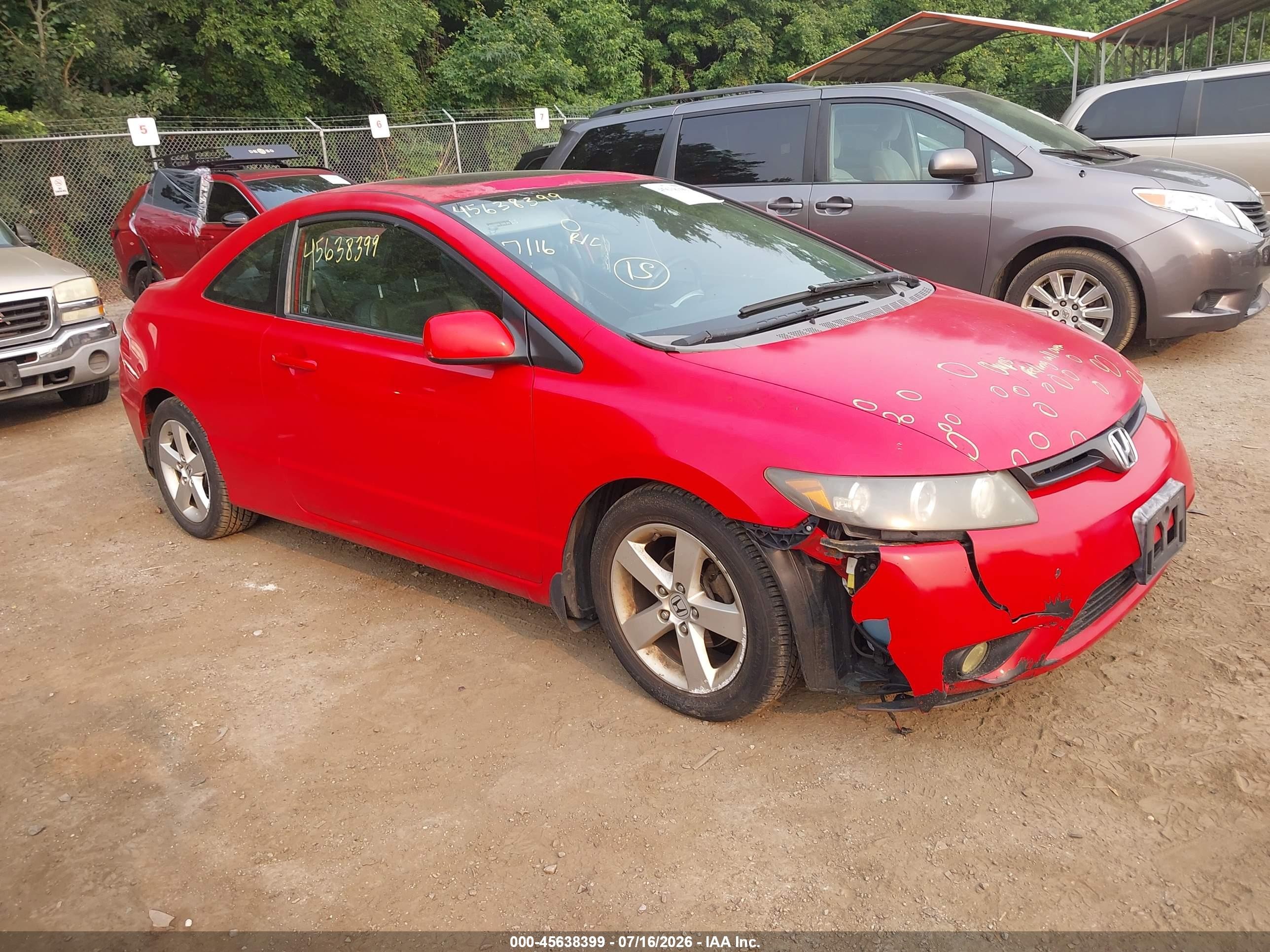 2008 Honda Civic Ex-l Red vin: 2HGFG12938H503313