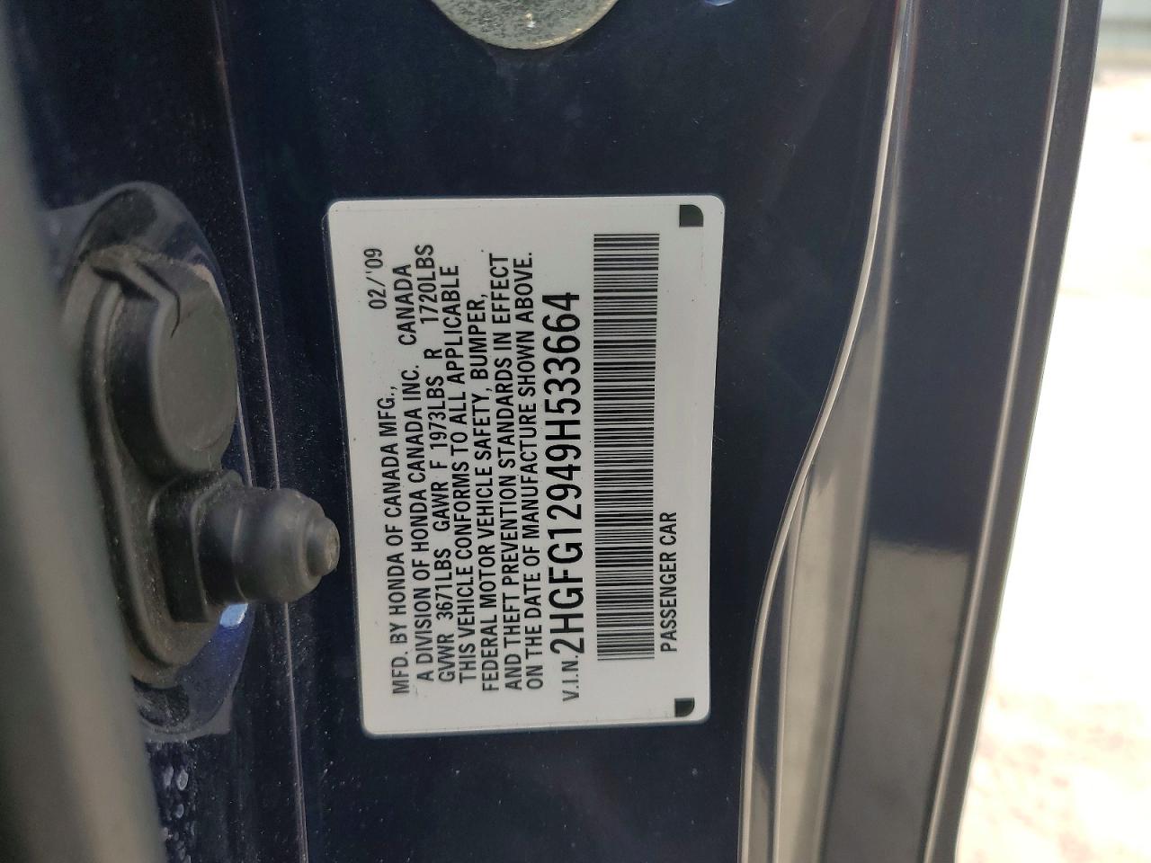 2009 Honda Civic Exl Blue vin: 2HGFG12949H533664