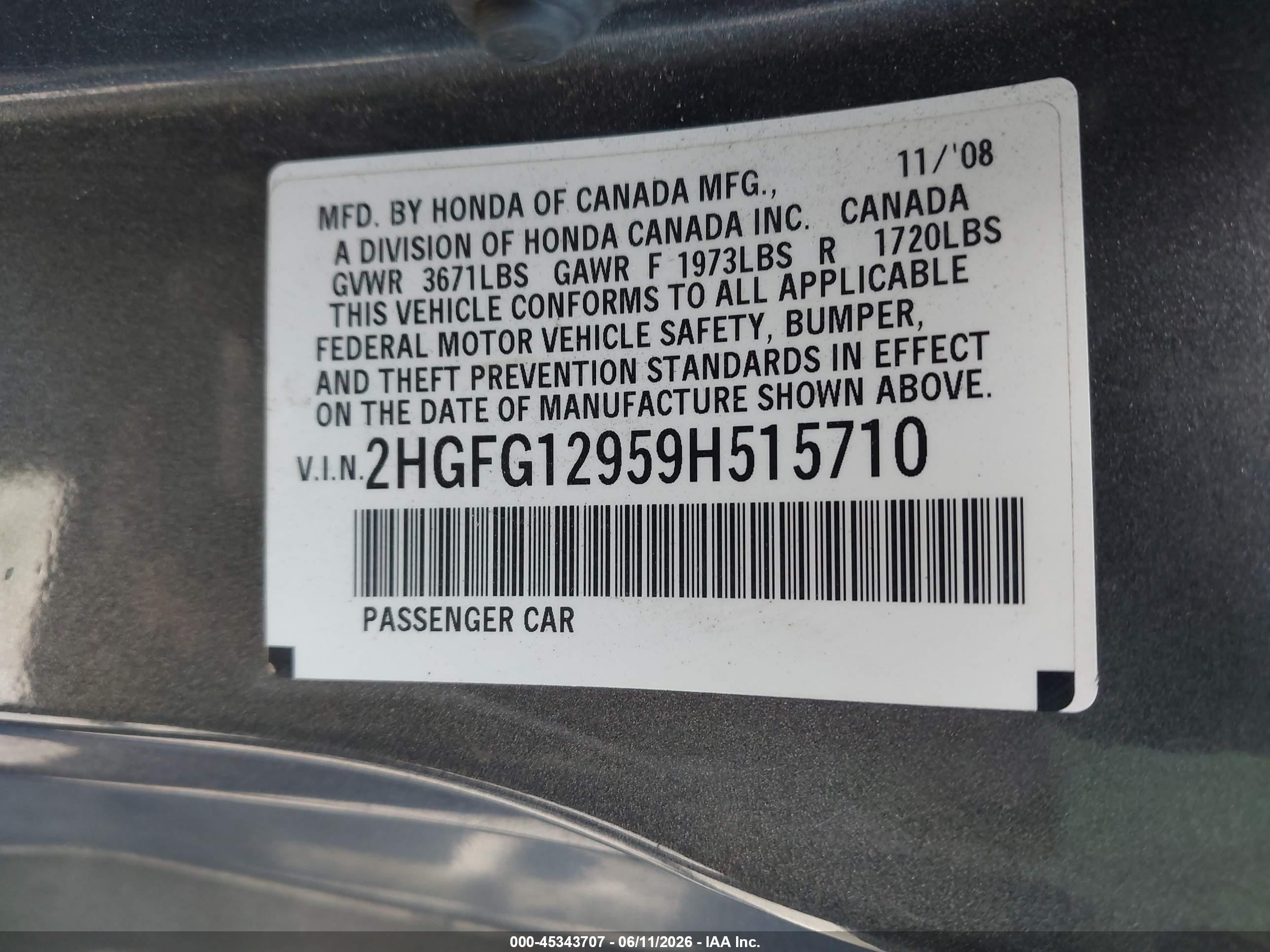 2009 Honda Civic Ex-l Gray vin: 2HGFG12959H515710