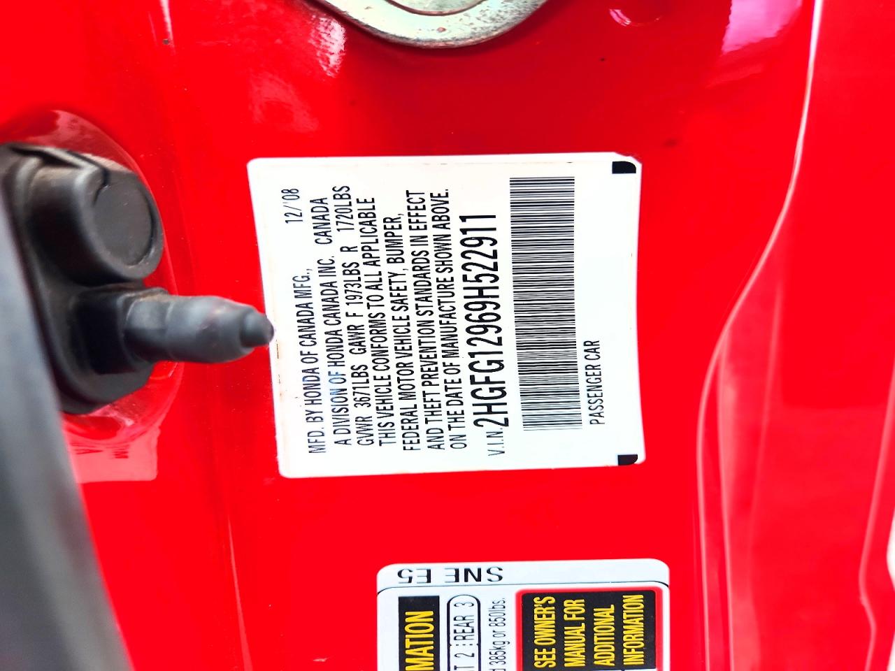 2009 Honda Civic Exl Red vin: 2HGFG12969H522911