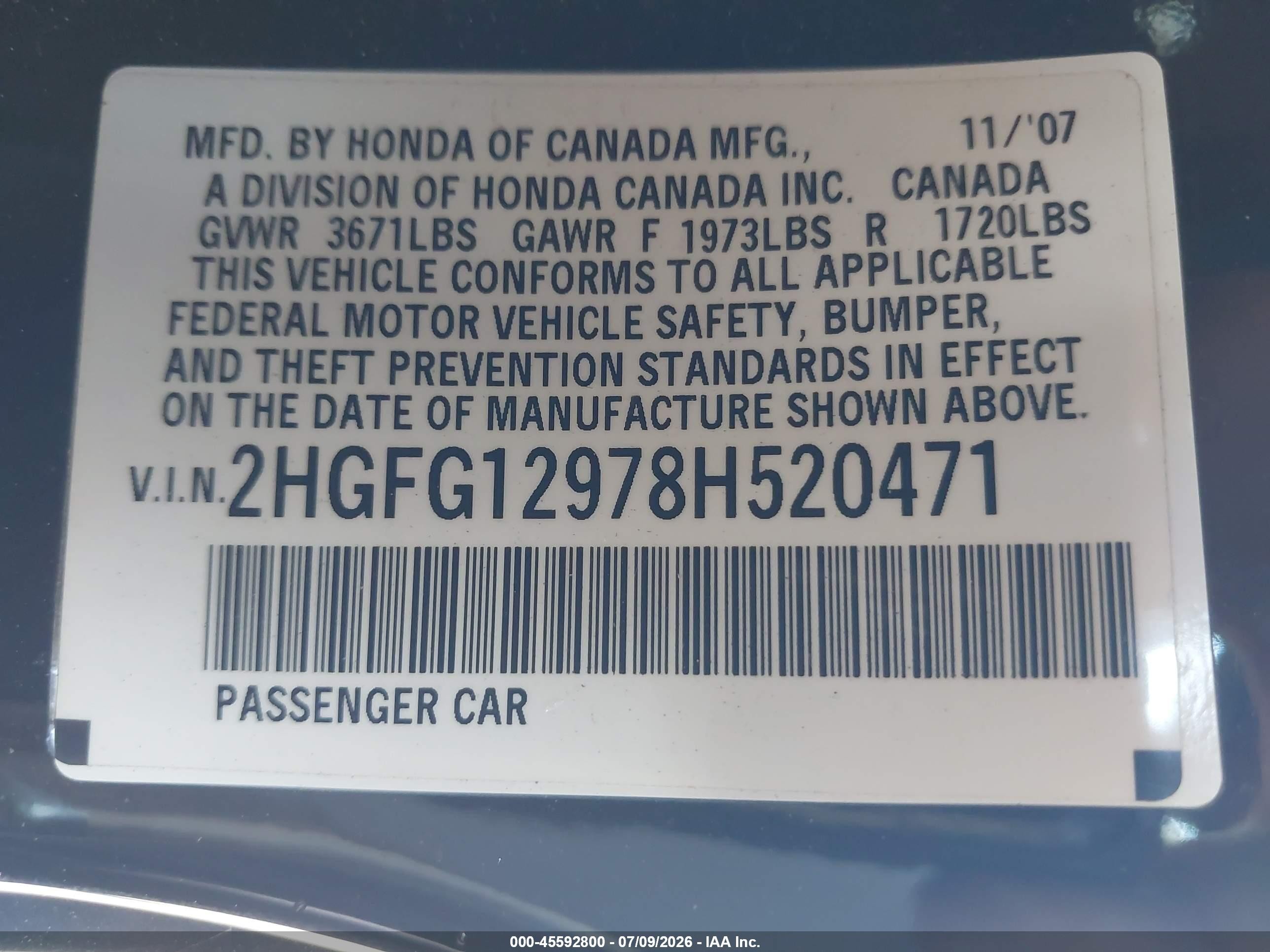 2008 Honda Civic Ex-l Black vin: 2HGFG12978H520471