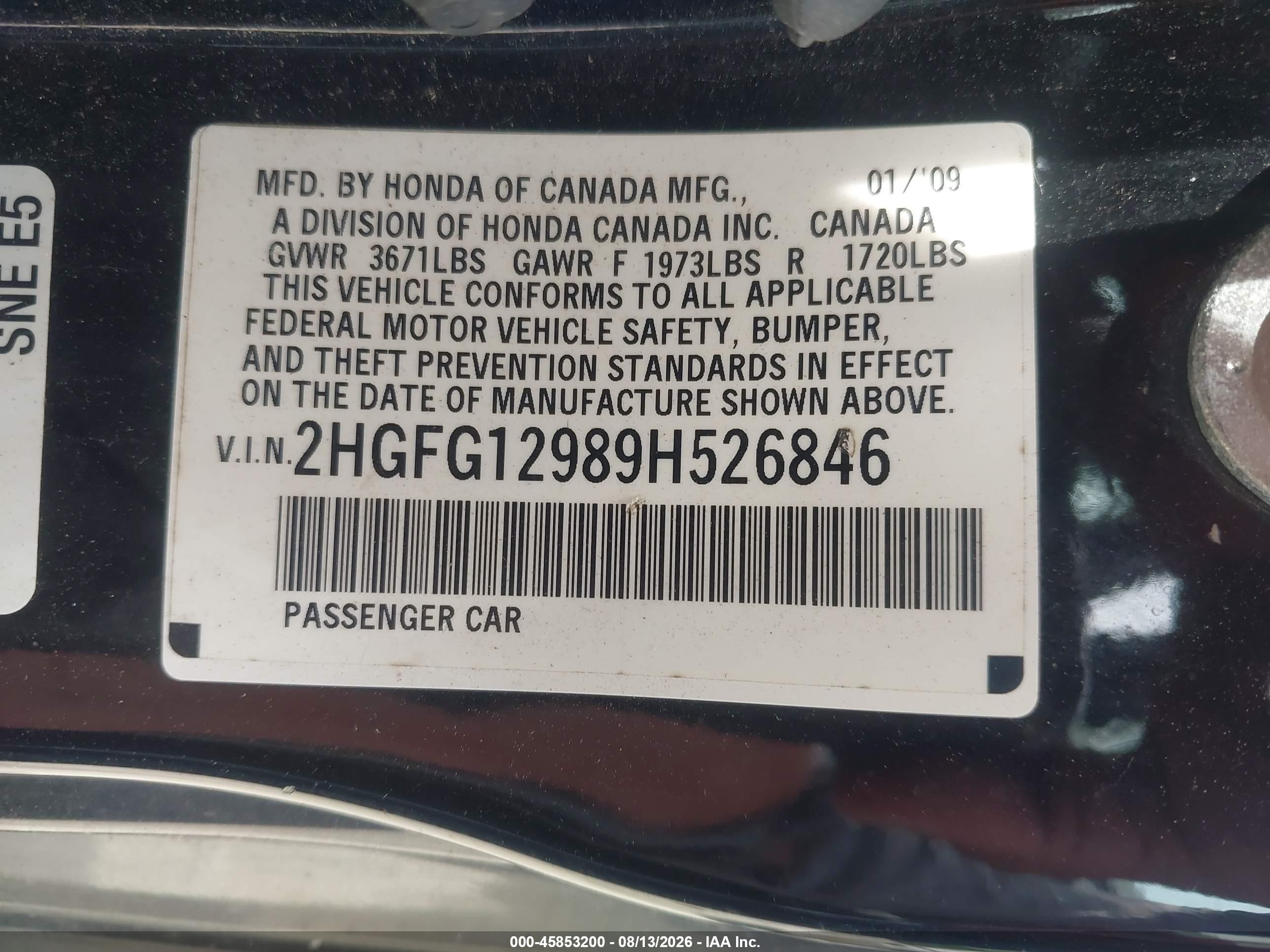2009 Honda Civic Ex-l Black vin: 2HGFG12989H526846