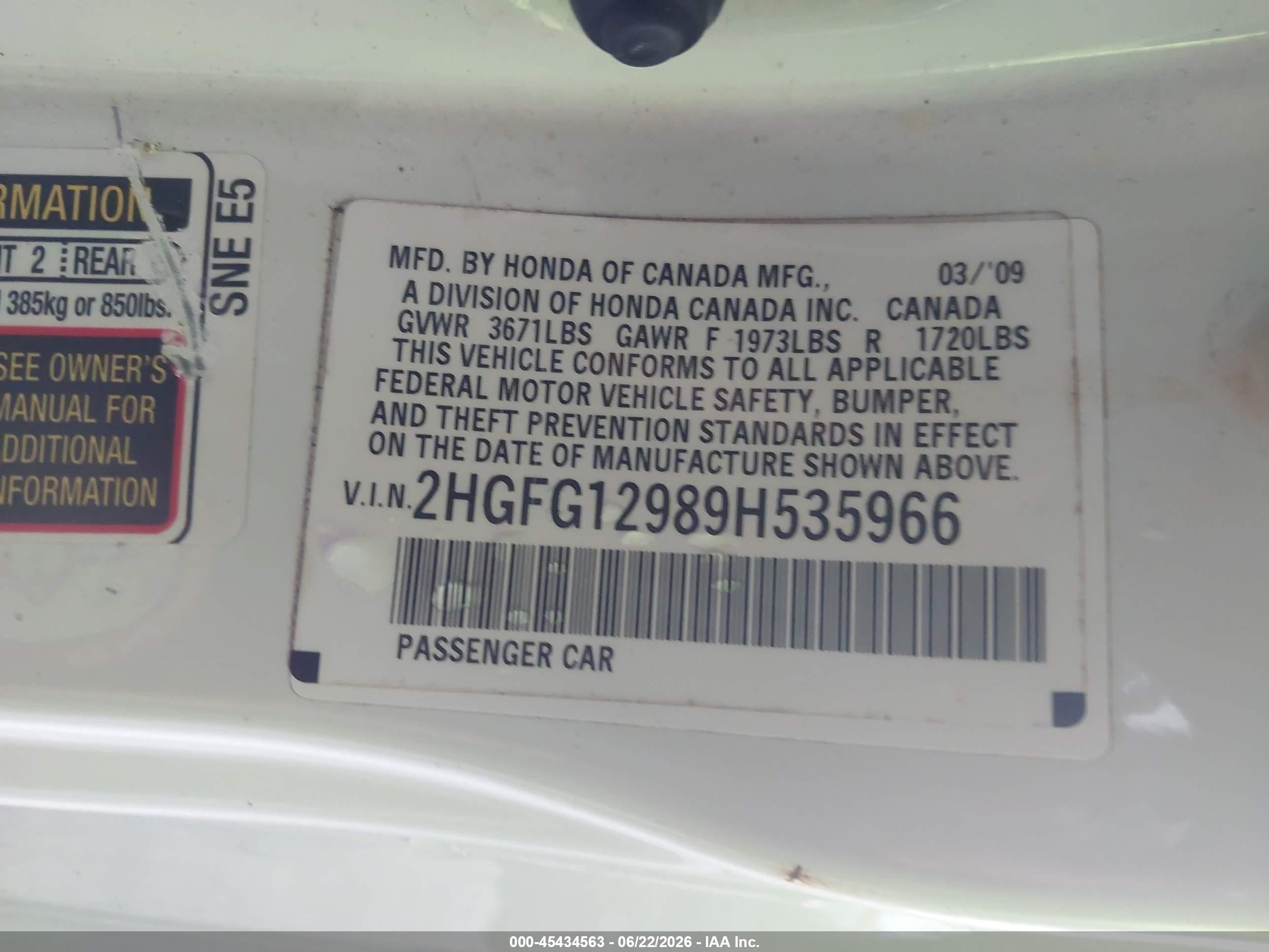2009 Honda Civic Ex-l Белый vin: 2HGFG12989H535966