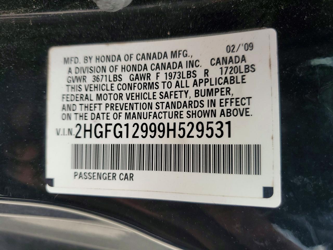 2009 Honda Civic Exl Черный vin: 2HGFG12999H529531