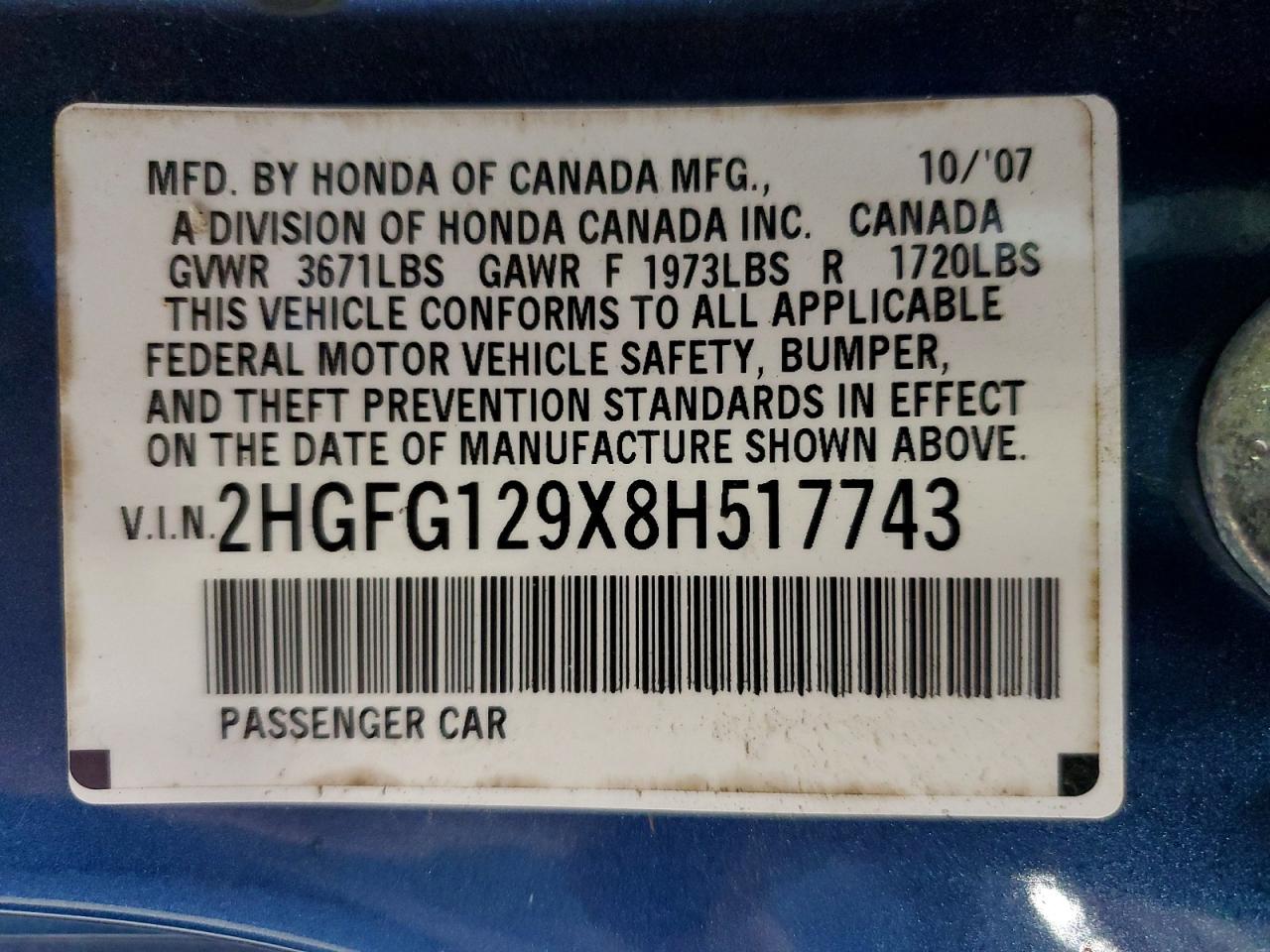 2008 Honda Civic Exl Blue vin: 2HGFG129X8H517743