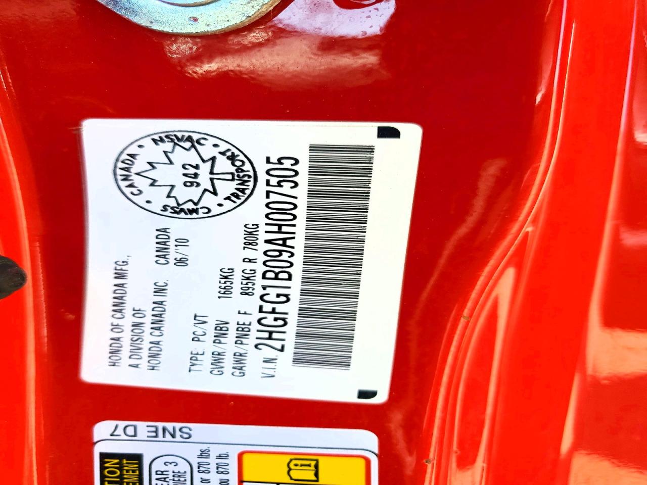 2010 Honda Civic Exl Red vin: 2HGFG1B09AH007505