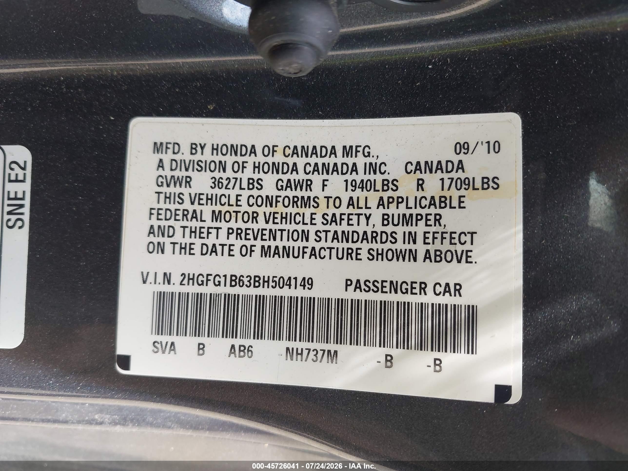 2011 Honda Civic Lx Gray vin: 2HGFG1B63BH504149