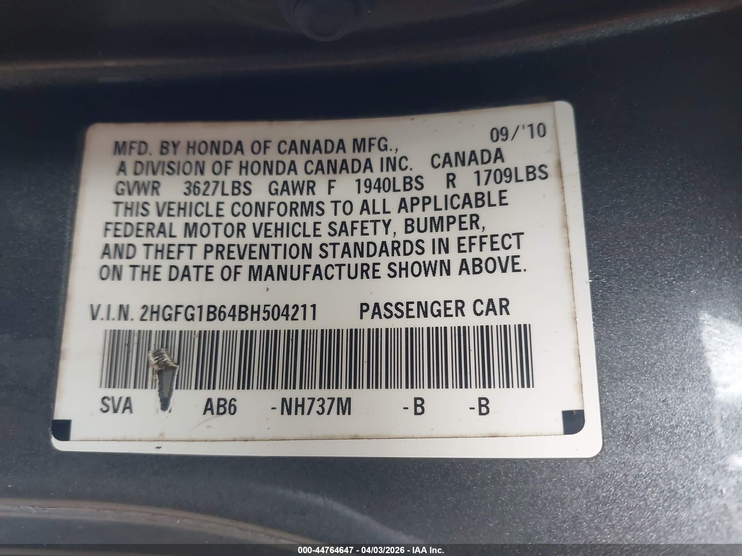 2011 Honda Civic Lx Gray vin: 2HGFG1B64BH504211