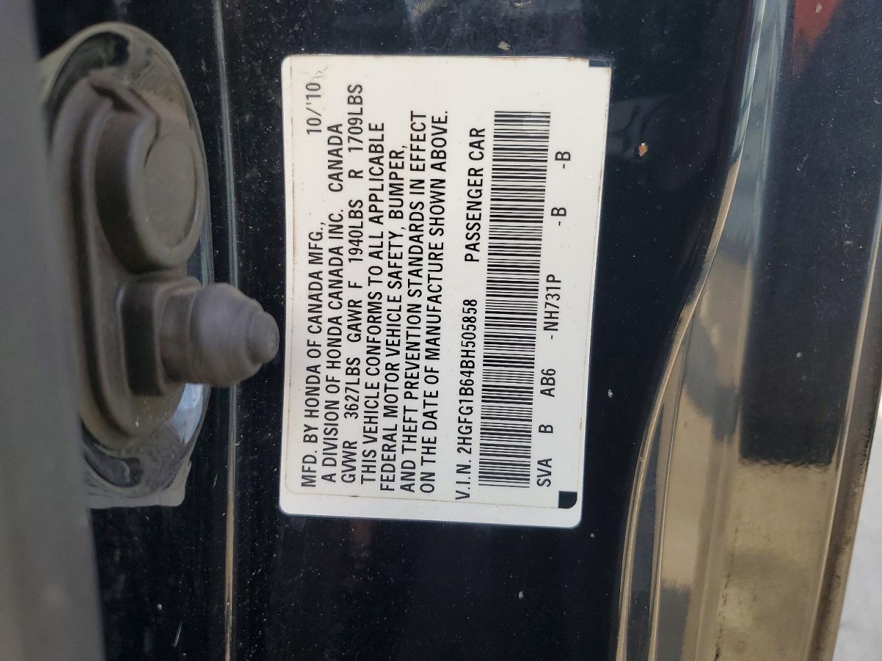 2011 Honda Civic Lx Black vin: 2HGFG1B64BH505858