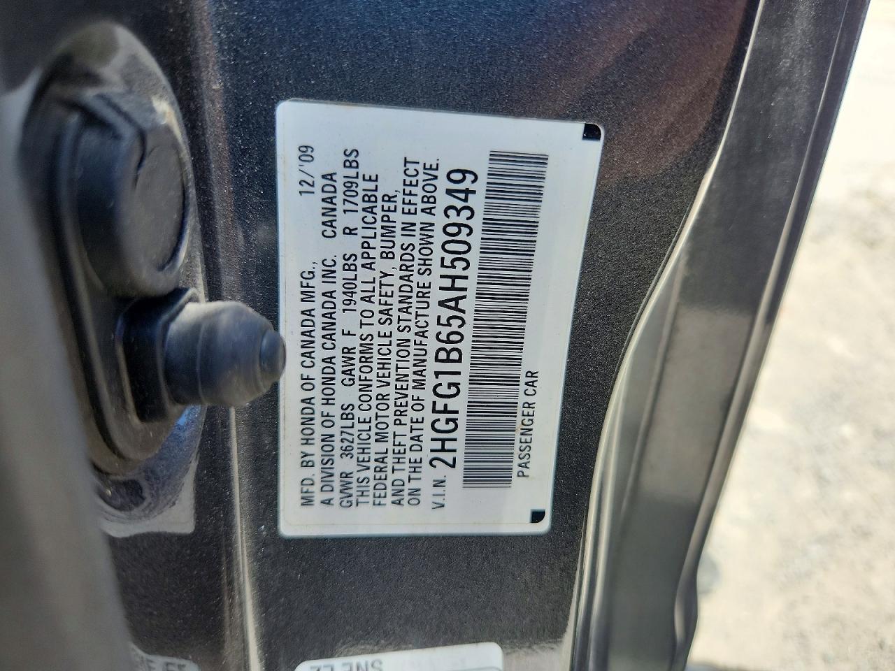 2010 Honda Civic Lx Gray vin: 2HGFG1B65AH509349