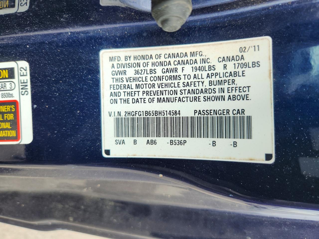 2011 Honda Civic Lx Blue vin: 2HGFG1B65BH514584