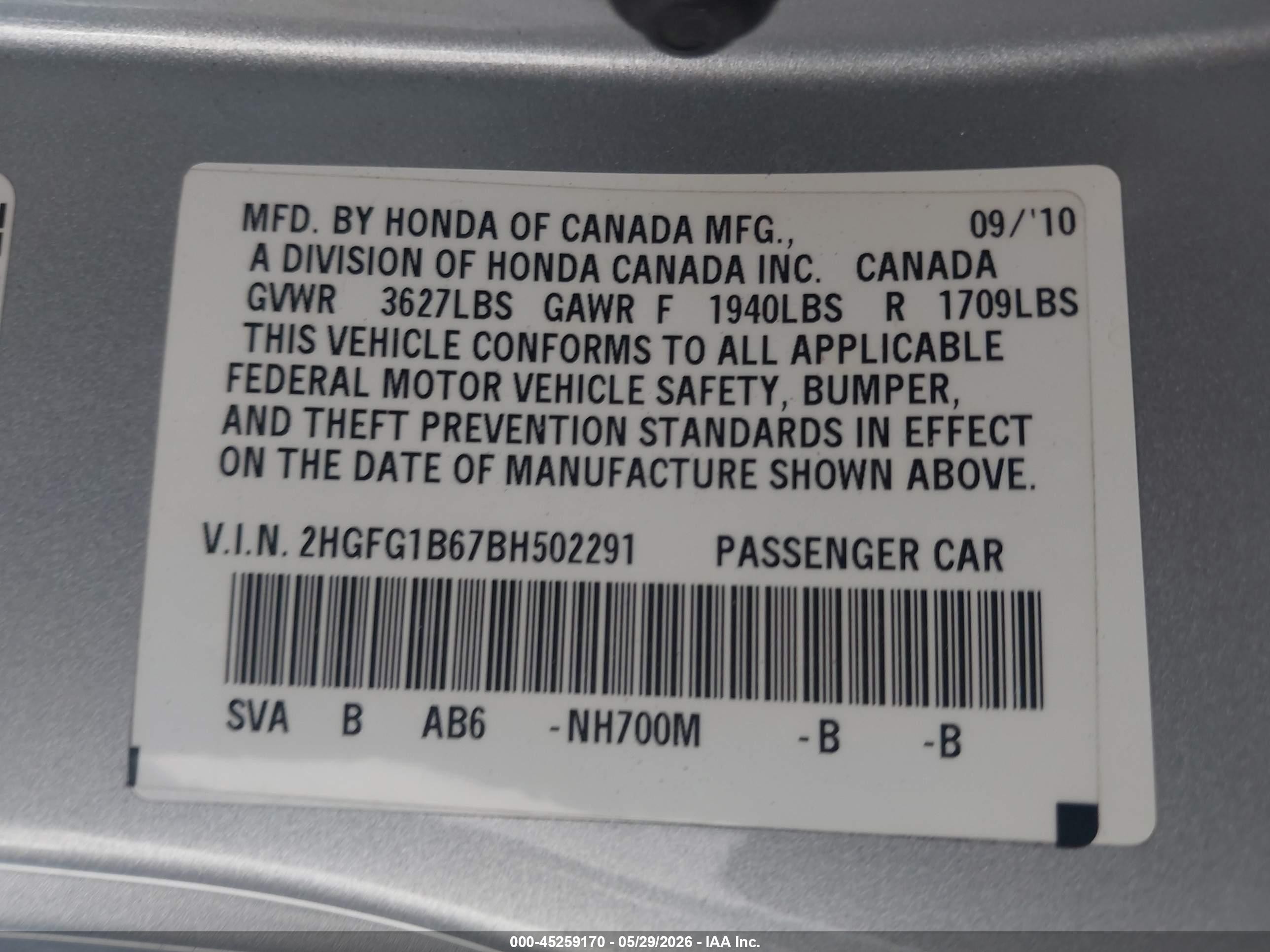 2011 Honda Civic Lx Silver vin: 2HGFG1B67BH502291