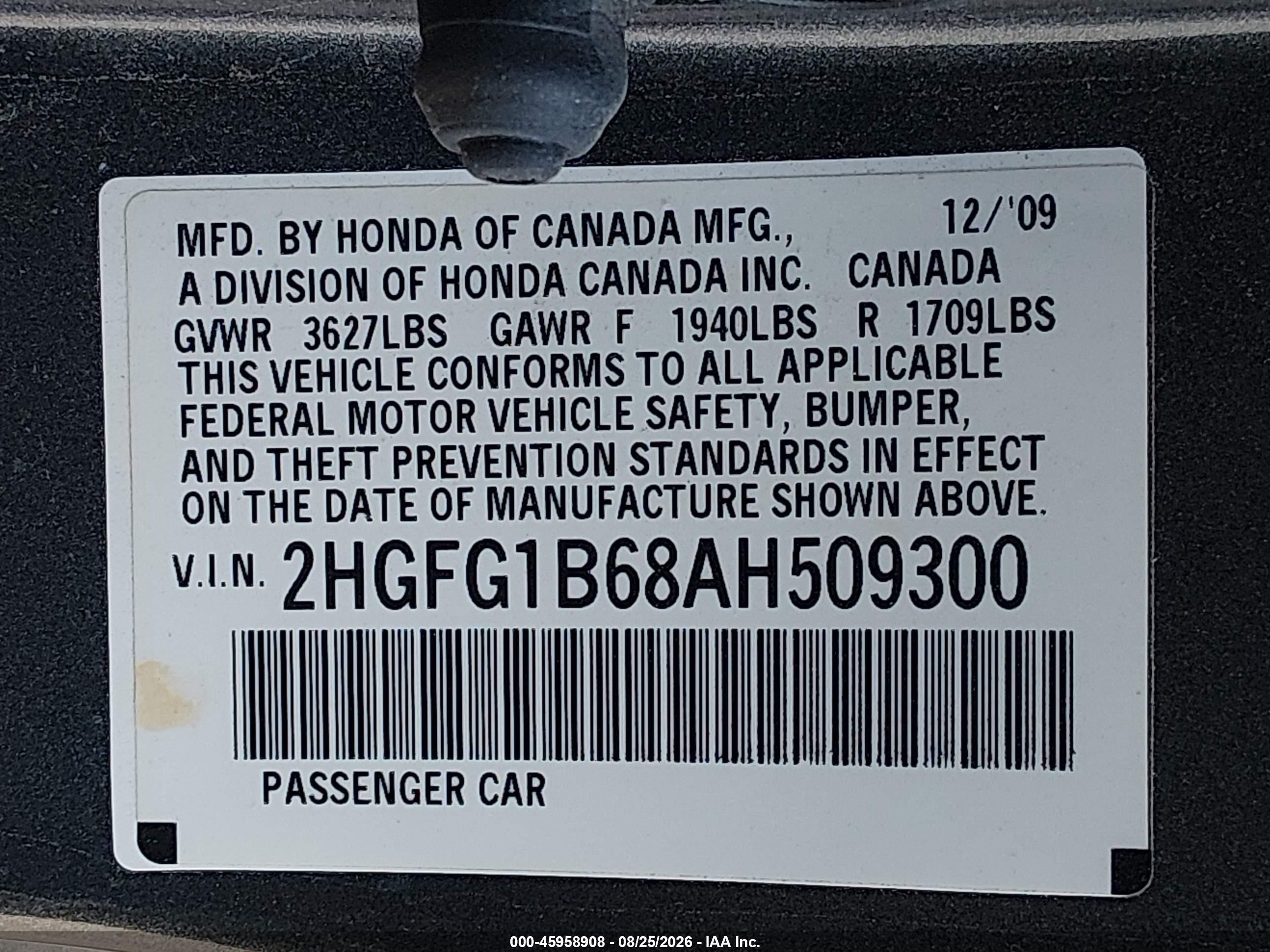 2010 Honda Civic Lx Gray vin: 2HGFG1B68AH509300