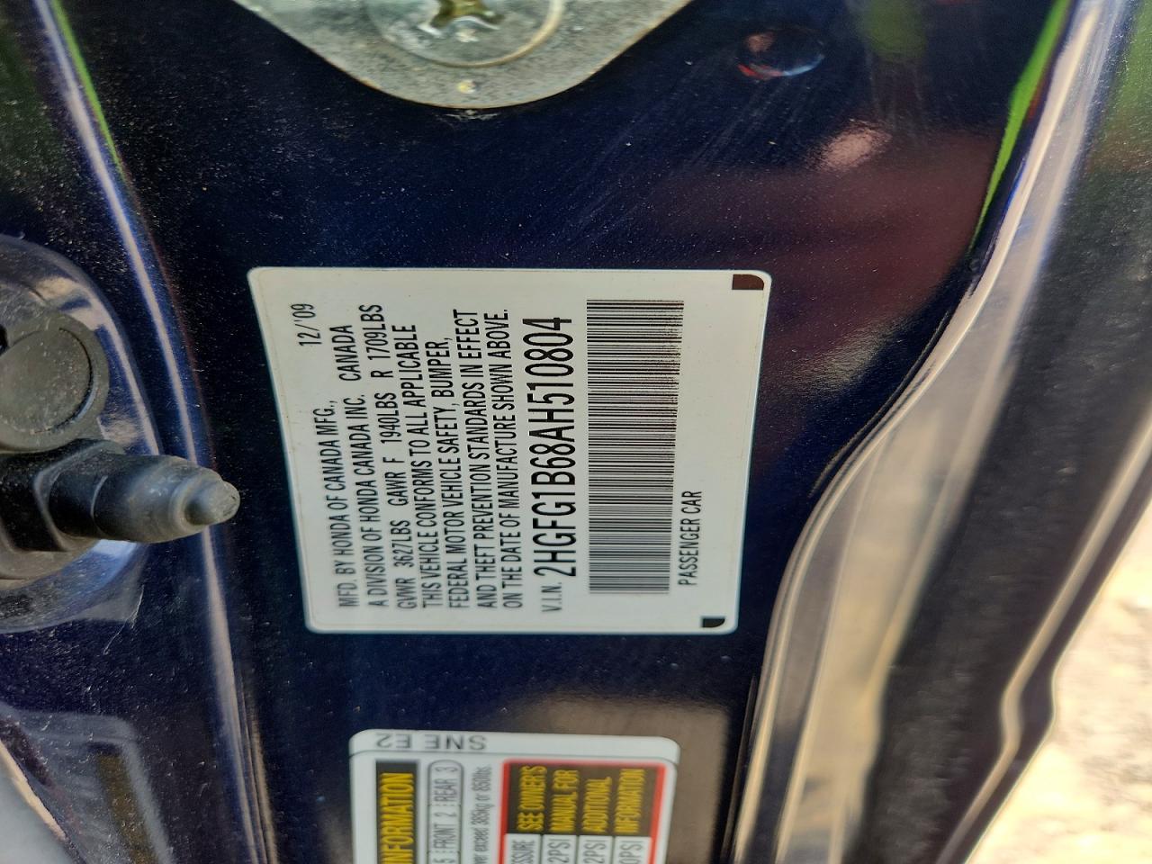 2010 Honda Civic Lx Blue vin: 2HGFG1B68AH510804