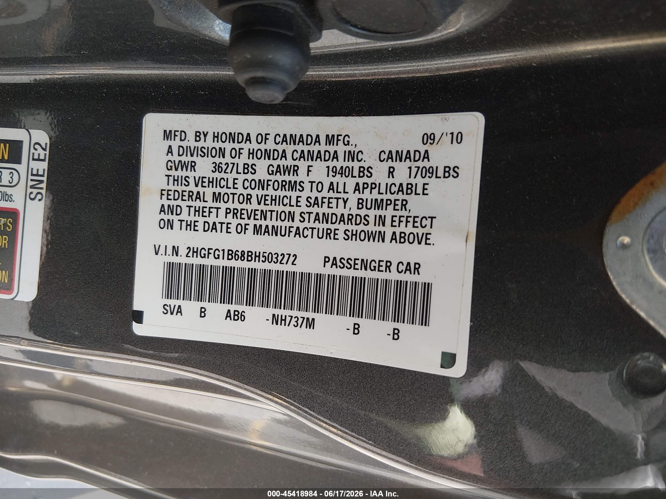 2011 Honda Civic Lx Серый vin: 2HGFG1B68BH503272
