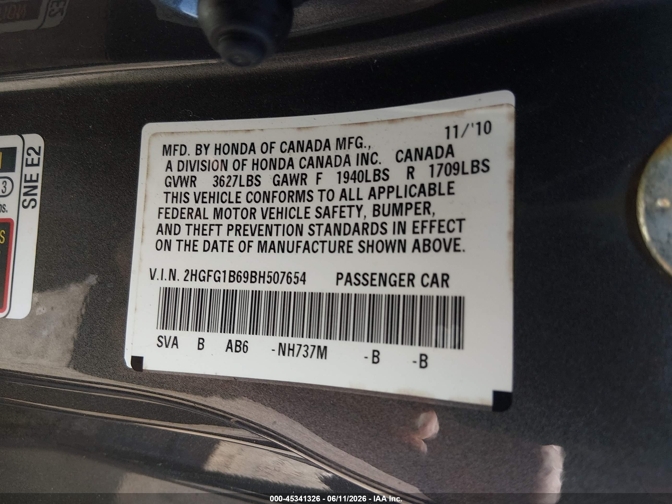 2011 Honda Civic Lx Gray vin: 2HGFG1B69BH507654