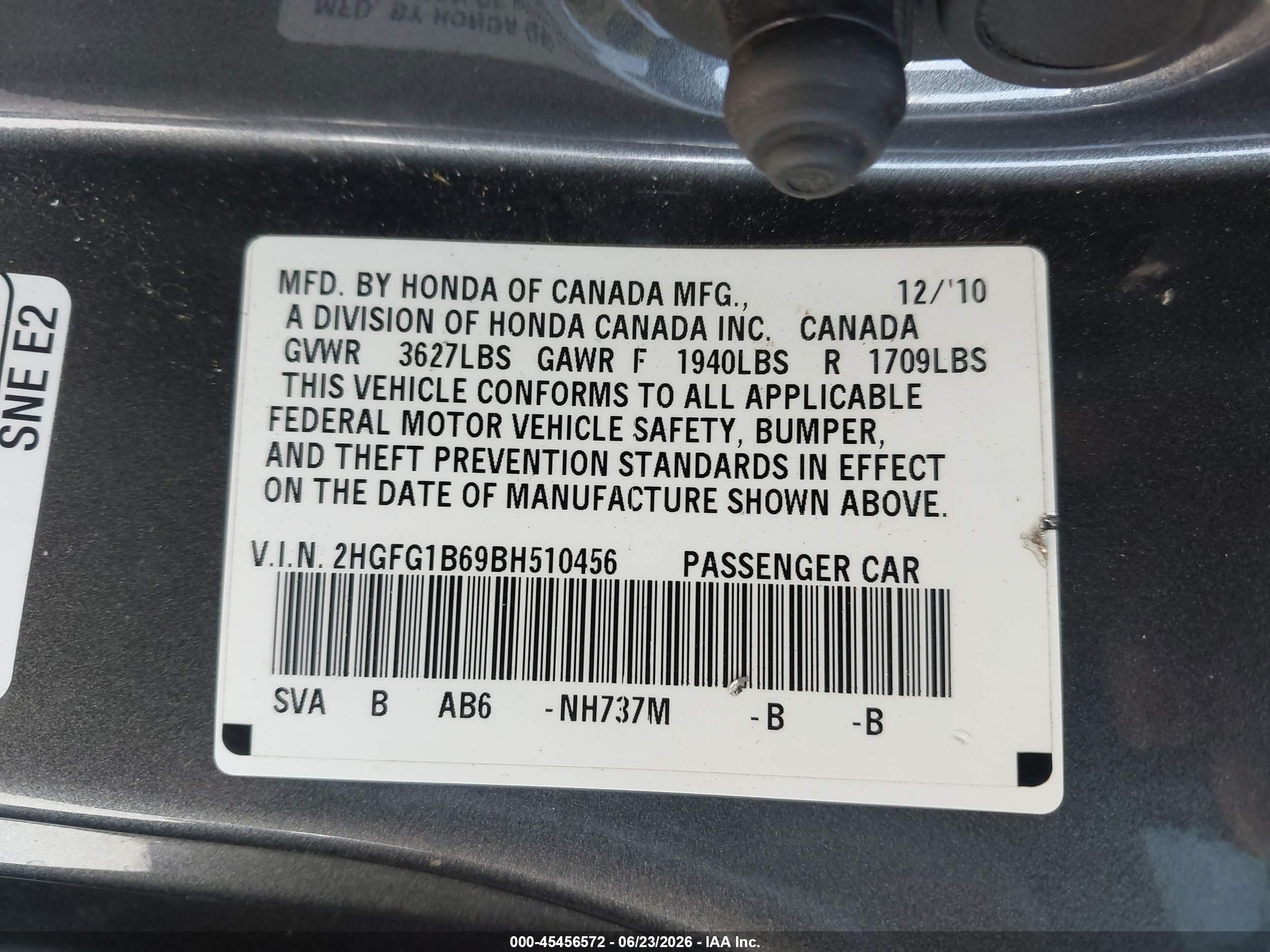 2011 Honda Civic Lx Gray vin: 2HGFG1B69BH510456