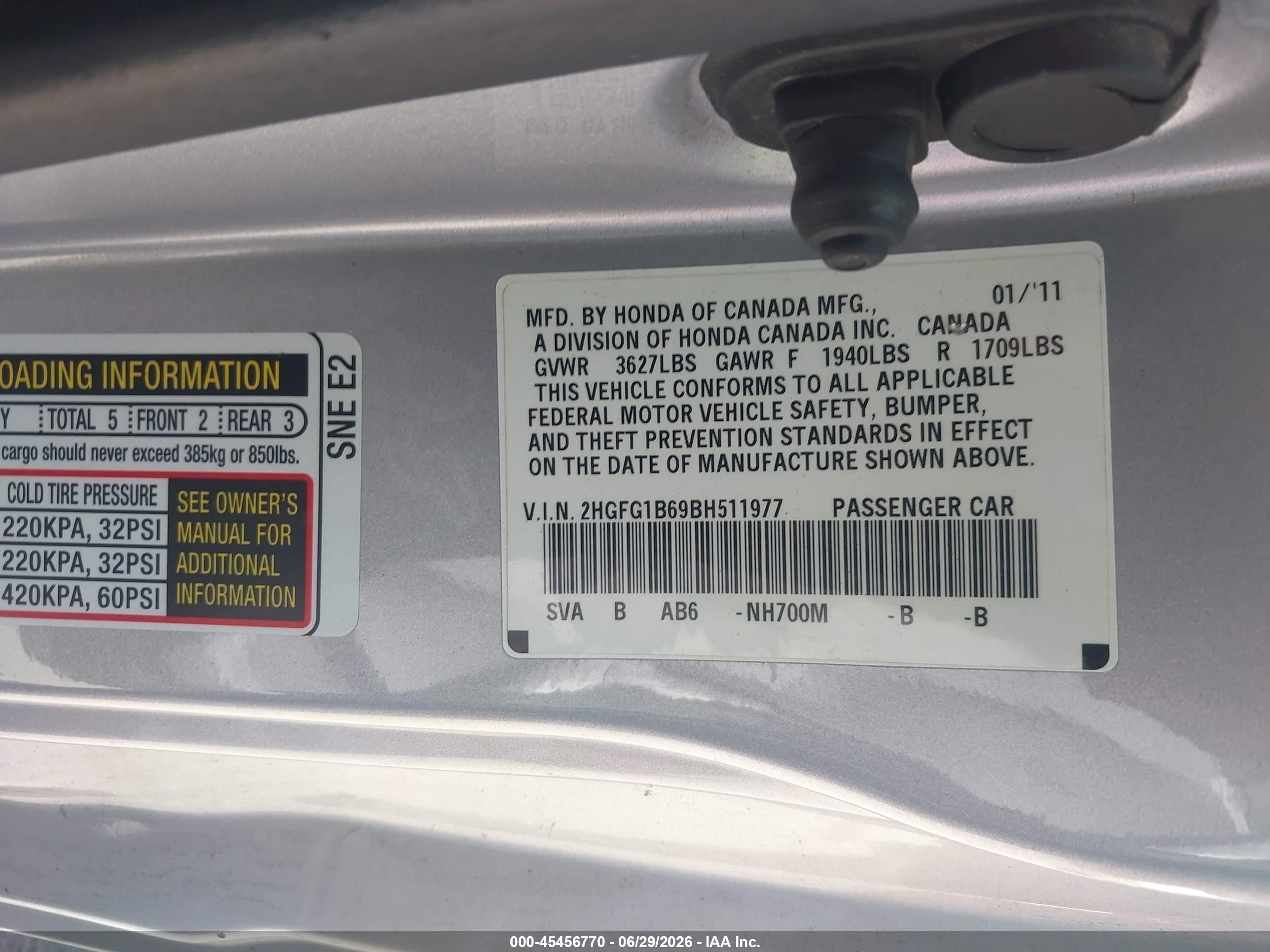 2011 Honda Civic Lx Silver vin: 2HGFG1B69BH511977
