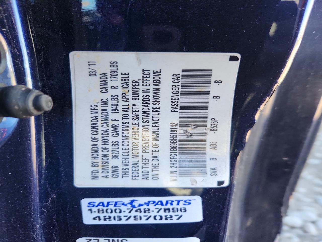 2011 Honda Civic Lx Синий vin: 2HGFG1B69BH519142