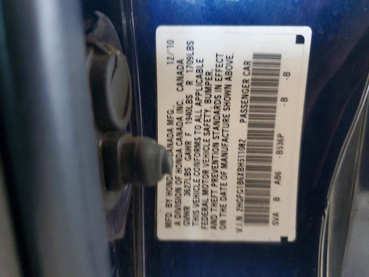 2011 Honda Civic Lx Blue vin: 2HGFG1B6XBH511082