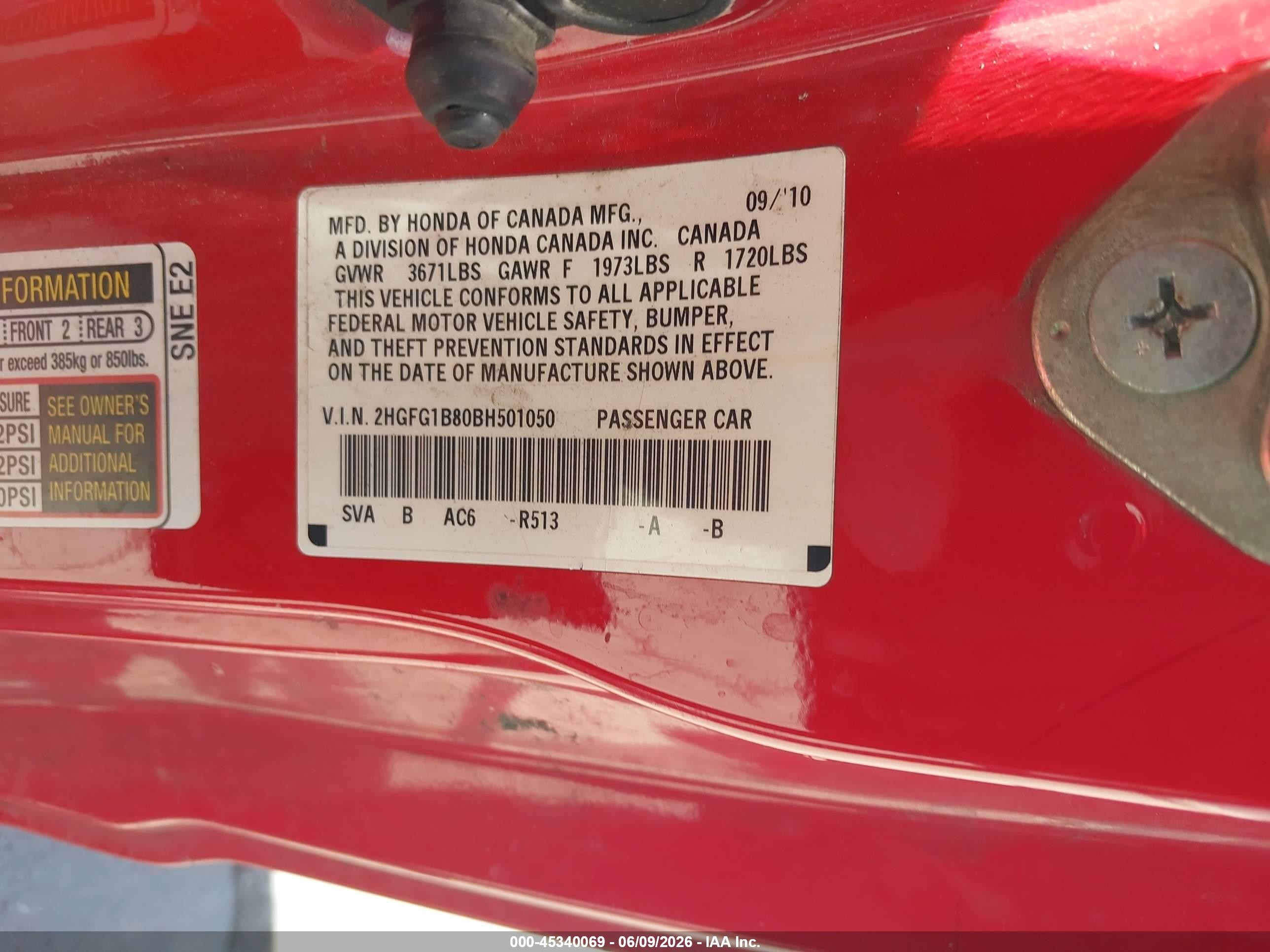 2011 Honda Civic Ex Red vin: 2HGFG1B80BH501050
