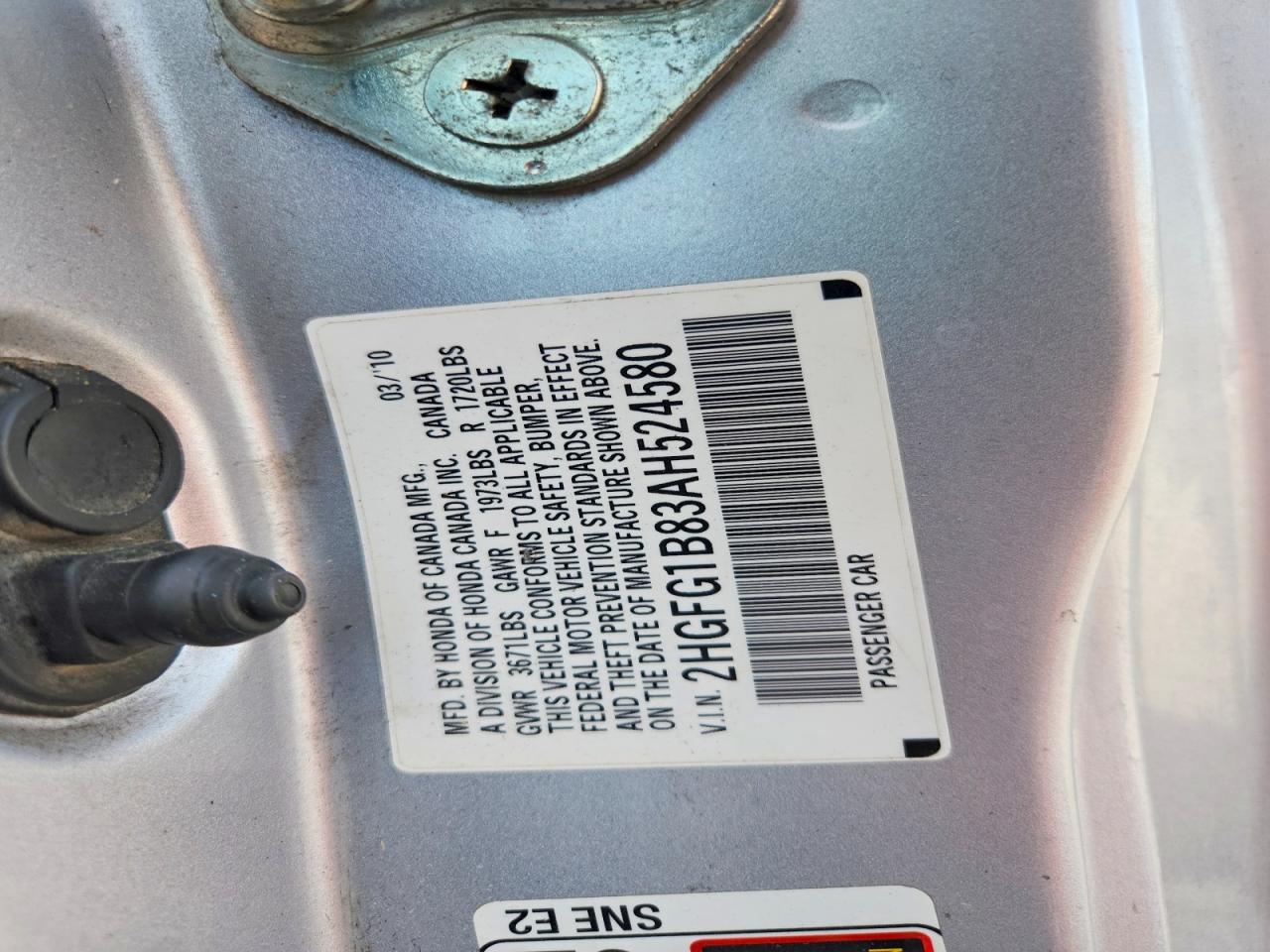 2010 Honda Civic Ex Silver vin: 2HGFG1B83AH524580