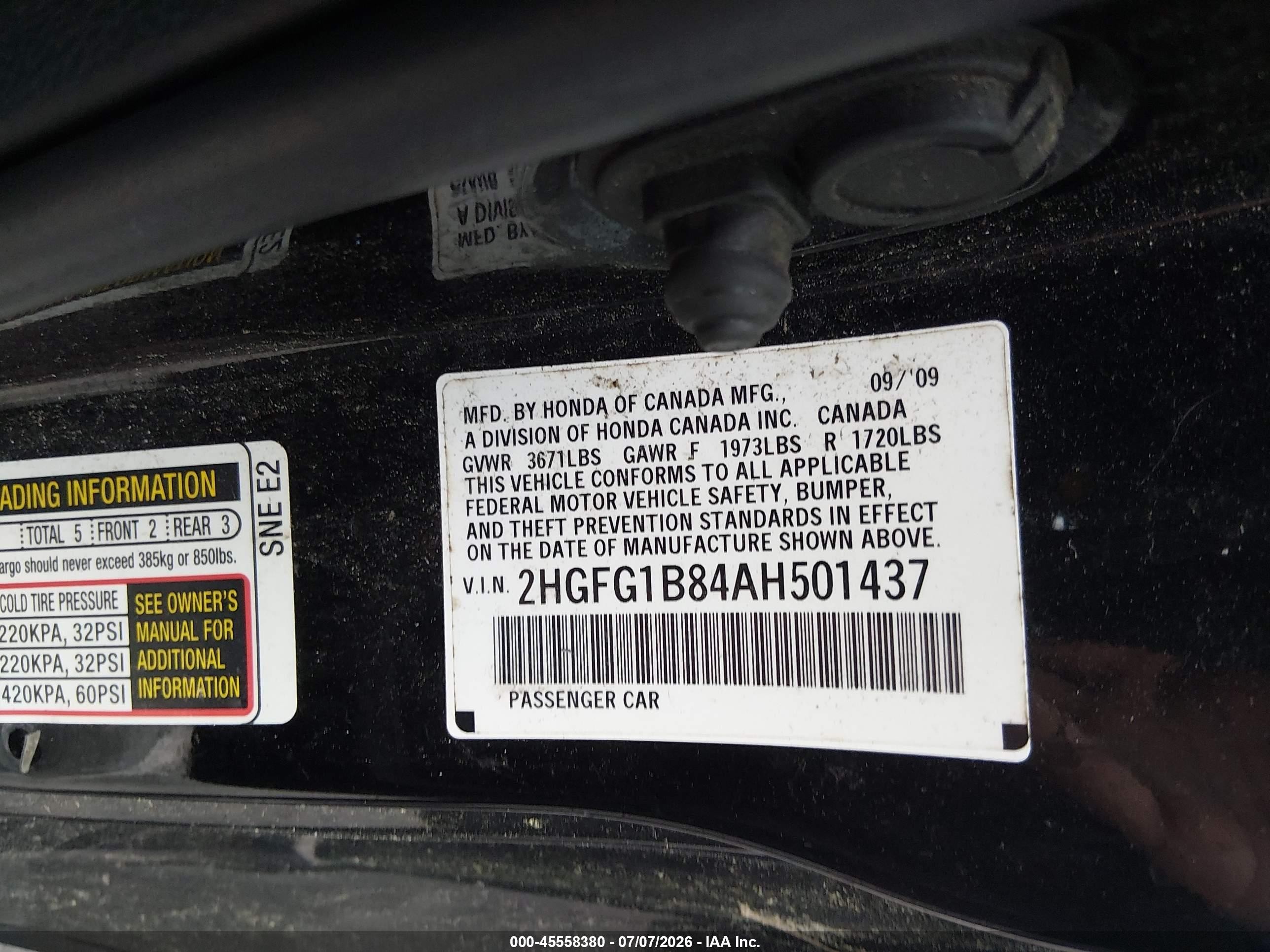 2010 Honda Civic Ex Black vin: 2HGFG1B84AH501437