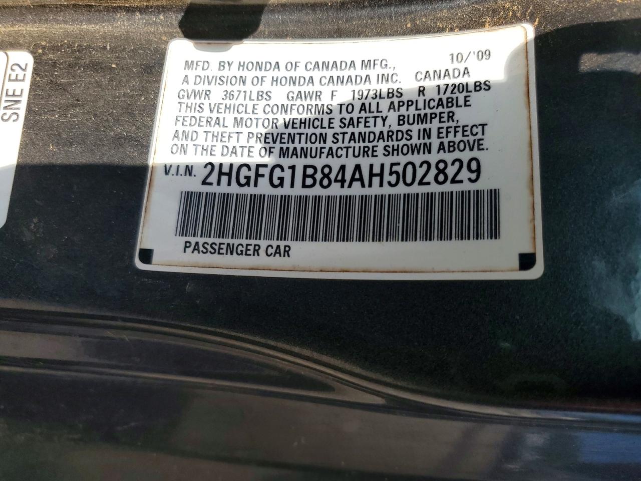 2010 Honda Civic Ex Green vin: 2HGFG1B84AH502829