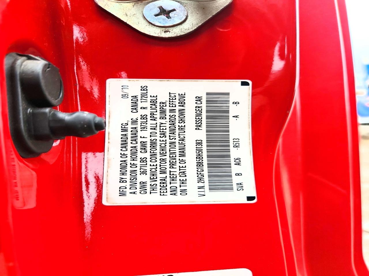 2011 Honda Civic Ex Red vin: 2HGFG1B85BH501383