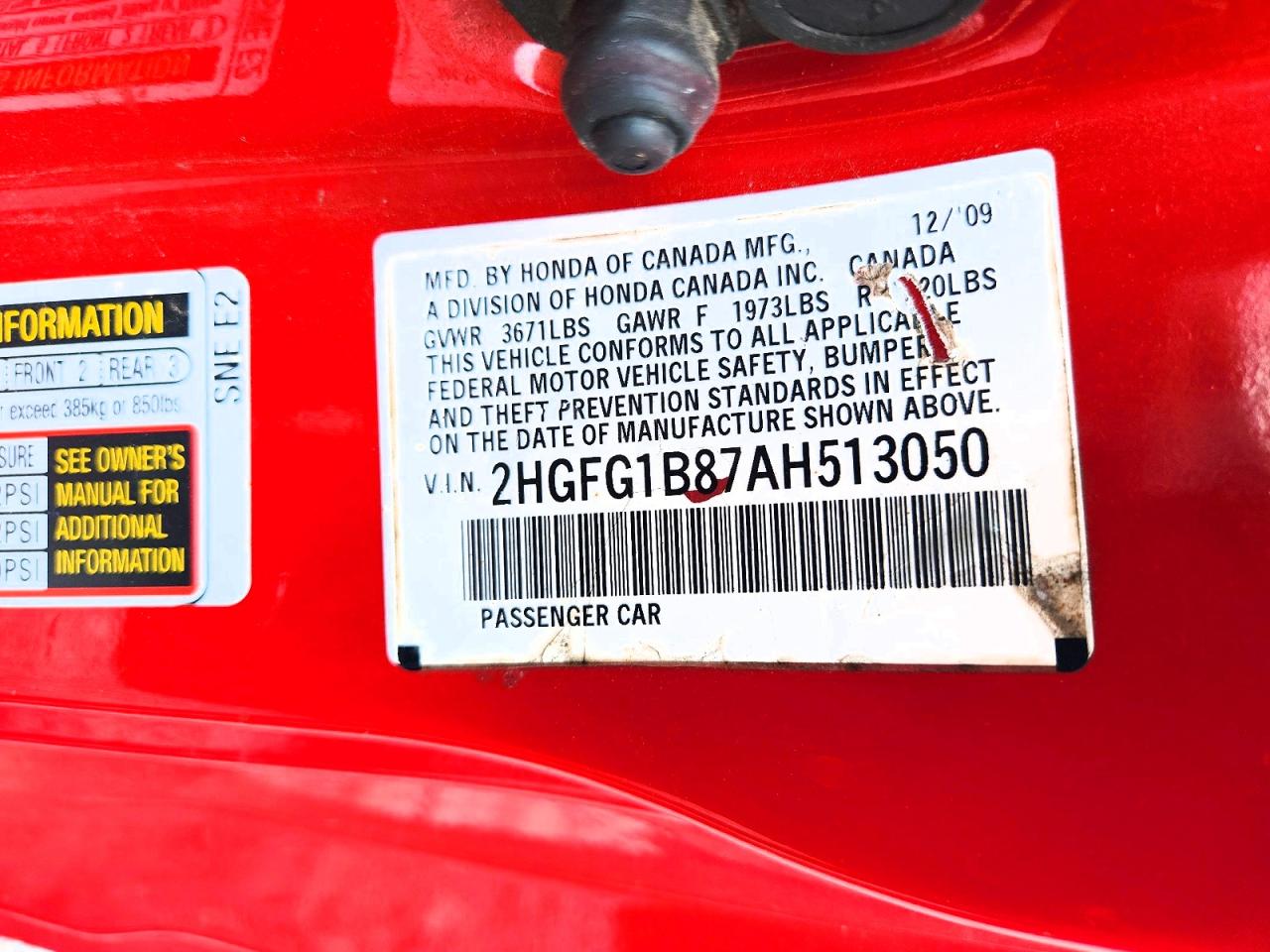 2010 Honda Civic Ex Red vin: 2HGFG1B87AH513050