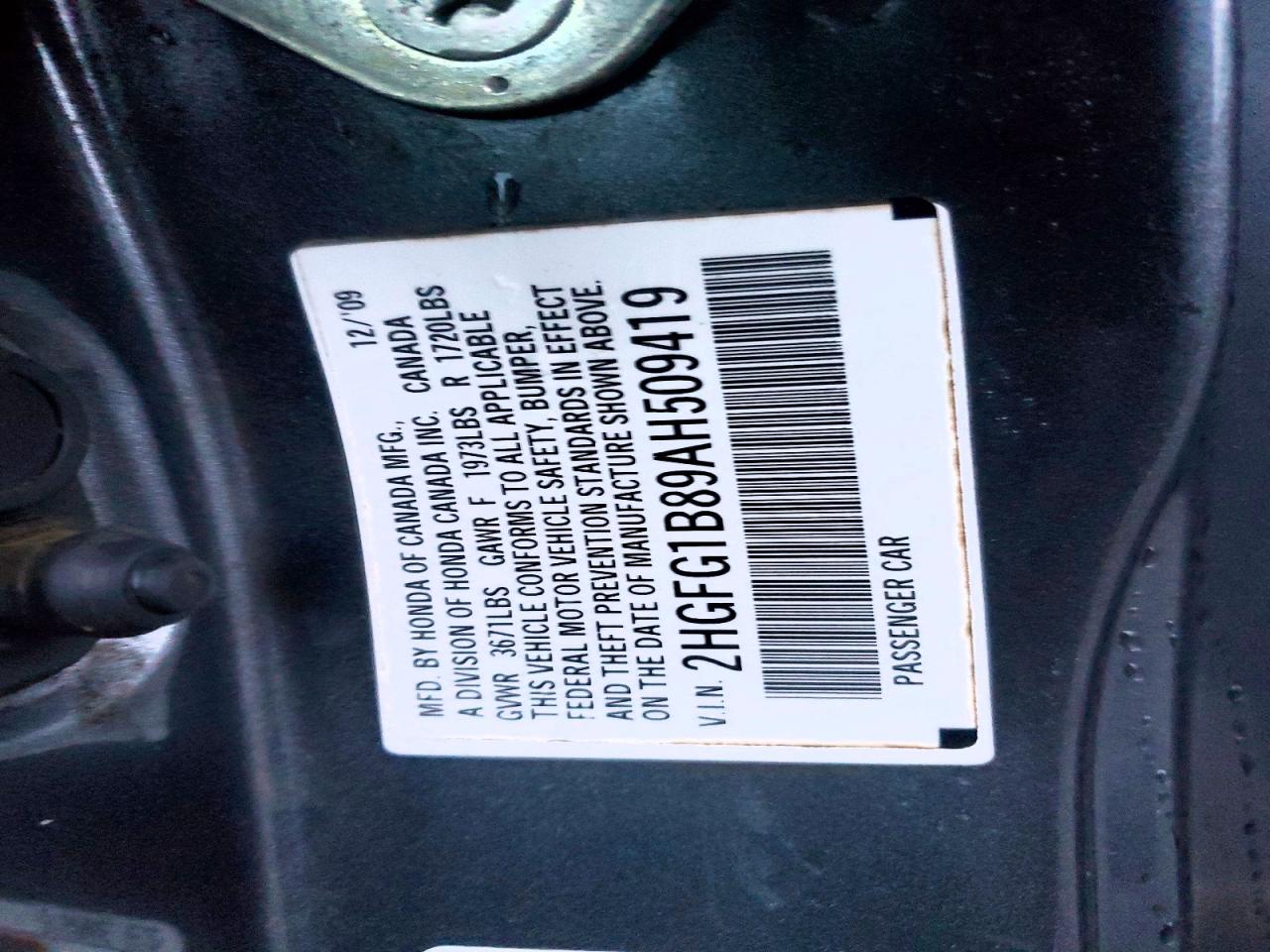 2010 Honda Civic Ex Gray vin: 2HGFG1B89AH509419