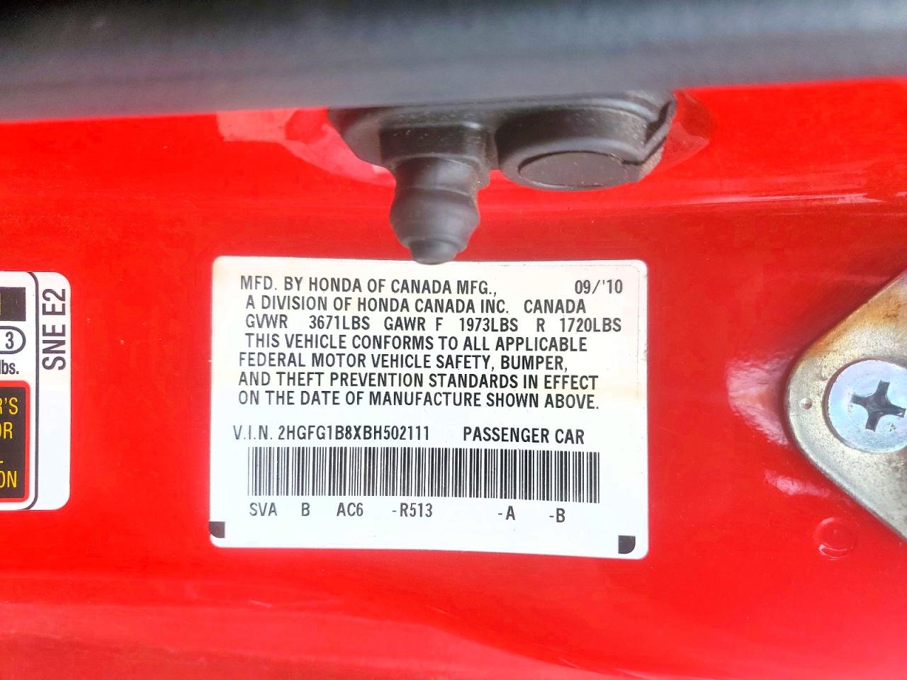 2011 Honda Civic Ex Красный vin: 2HGFG1B8XBH502111