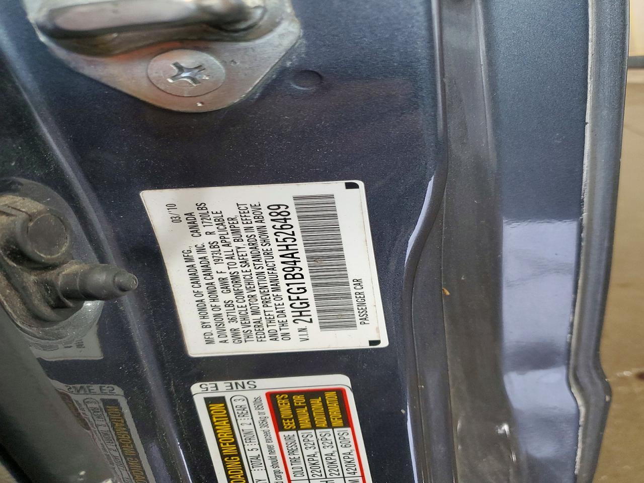 2010 Honda Civic 4d Dx Серый vin: 2HGFG1B94AH526489