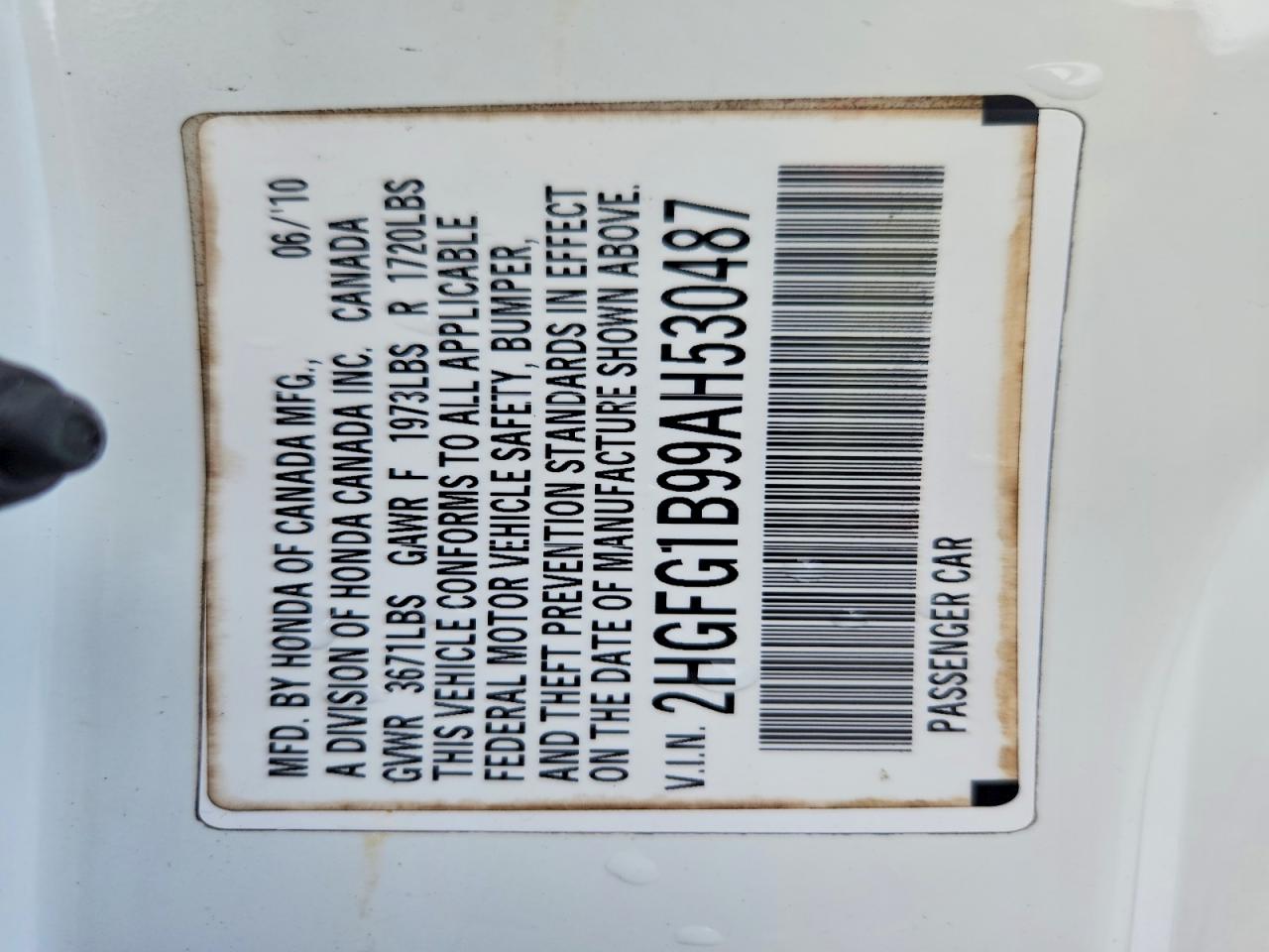 2010 Honda Civic Exl White vin: 2HGFG1B99AH530487