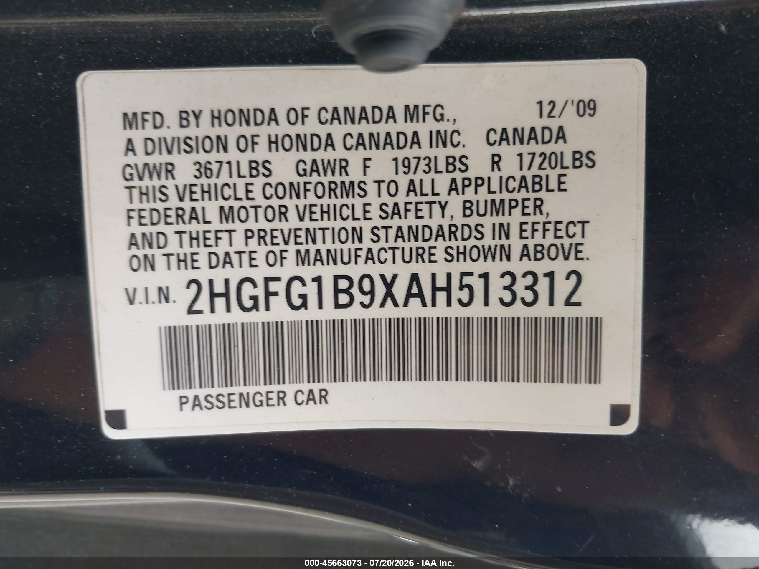 2010 Honda Civic Ex-l Черный vin: 2HGFG1B9XAH513312