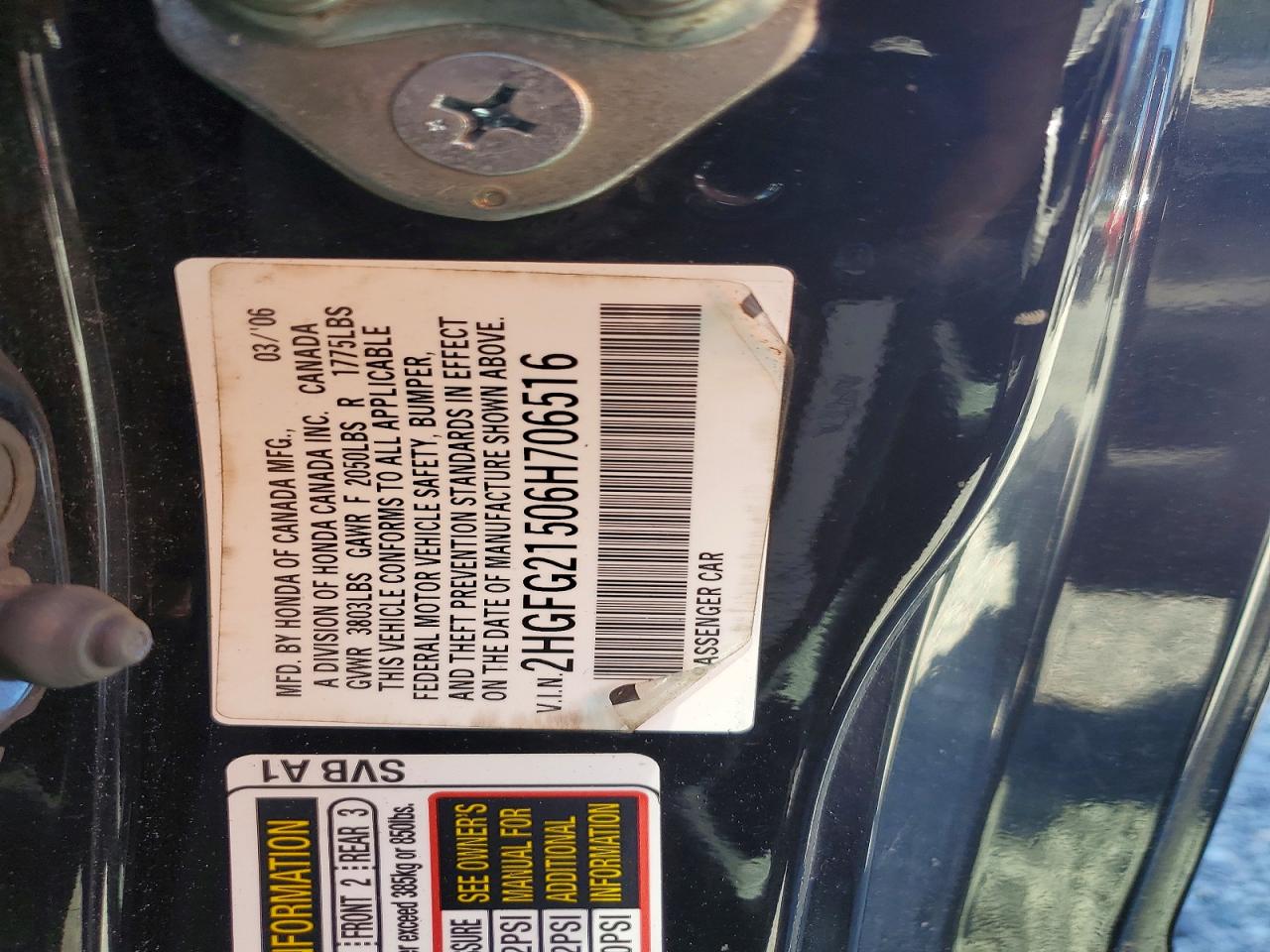 2006 Honda Civic Si Black vin: 2HGFG21506H706516