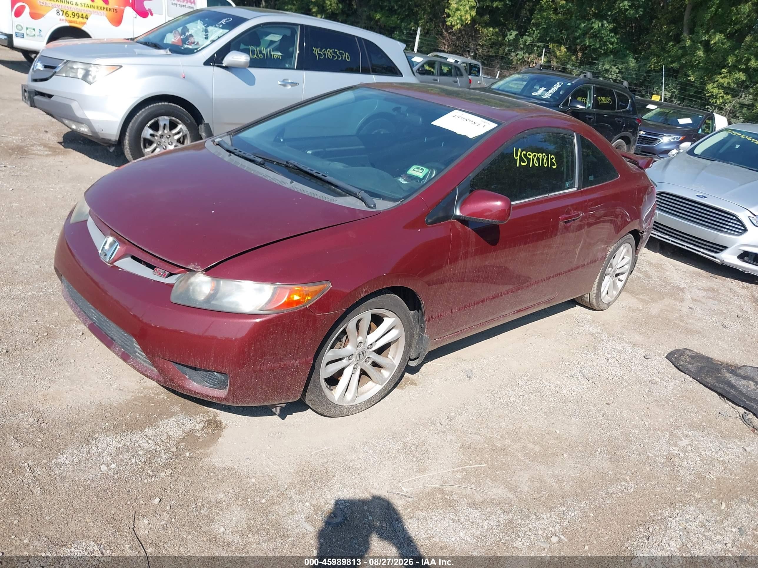 2006 Honda Civic Si Red vin: 2HGFG21506H707083