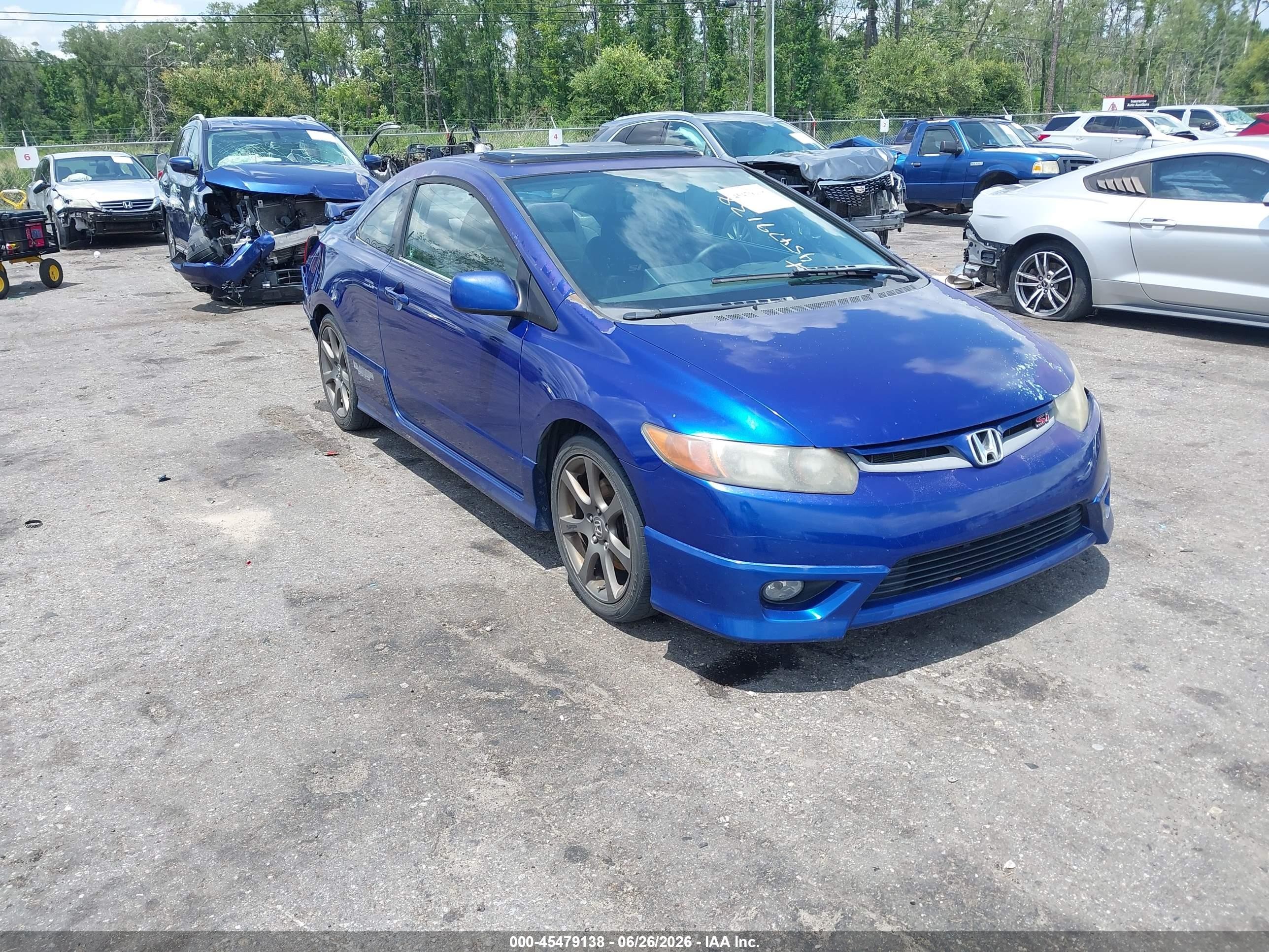 2006 Honda Civic Si Blue vin: 2HGFG21506H712168