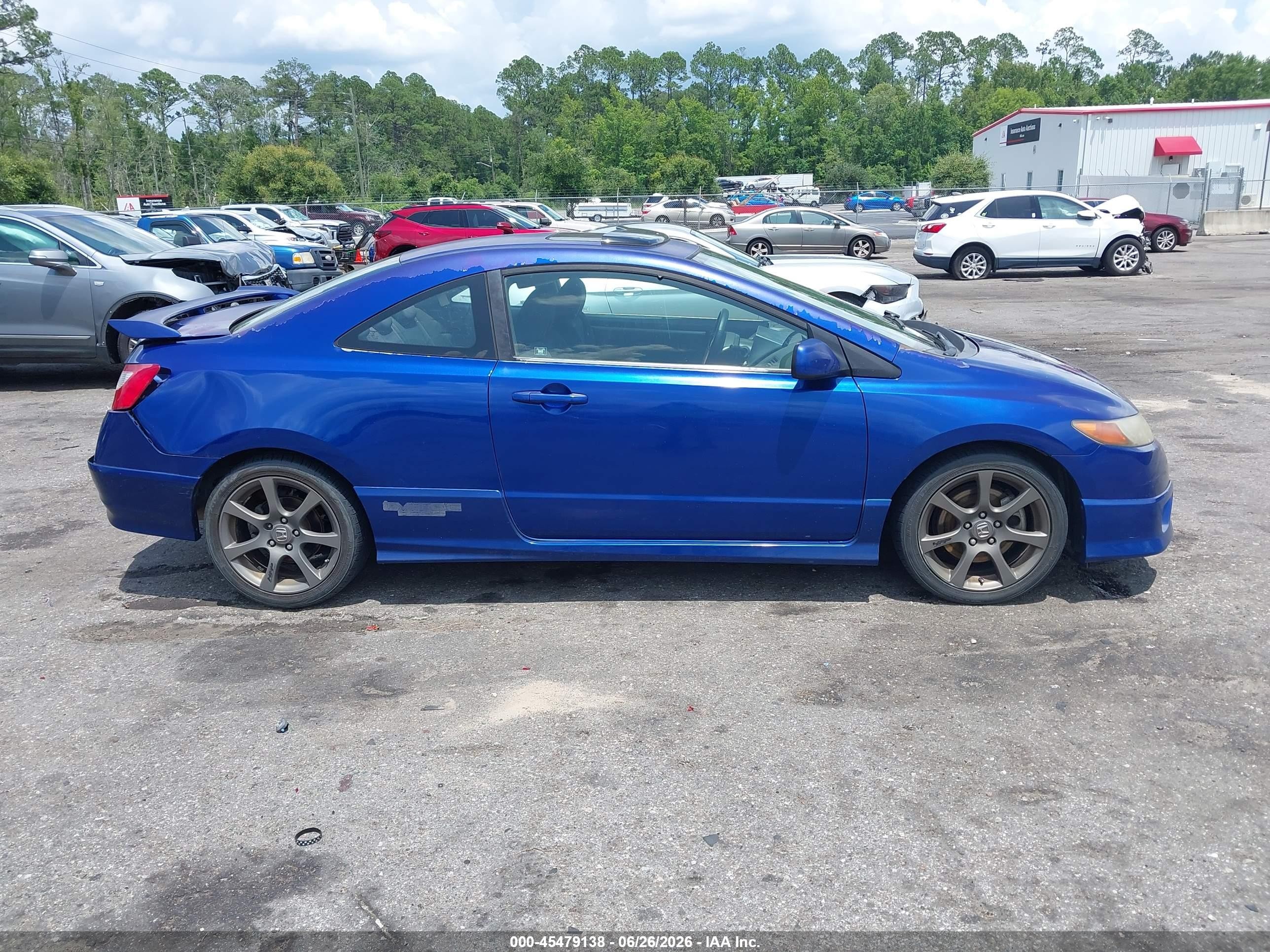 2006 Honda Civic Si Blue vin: 2HGFG21506H712168