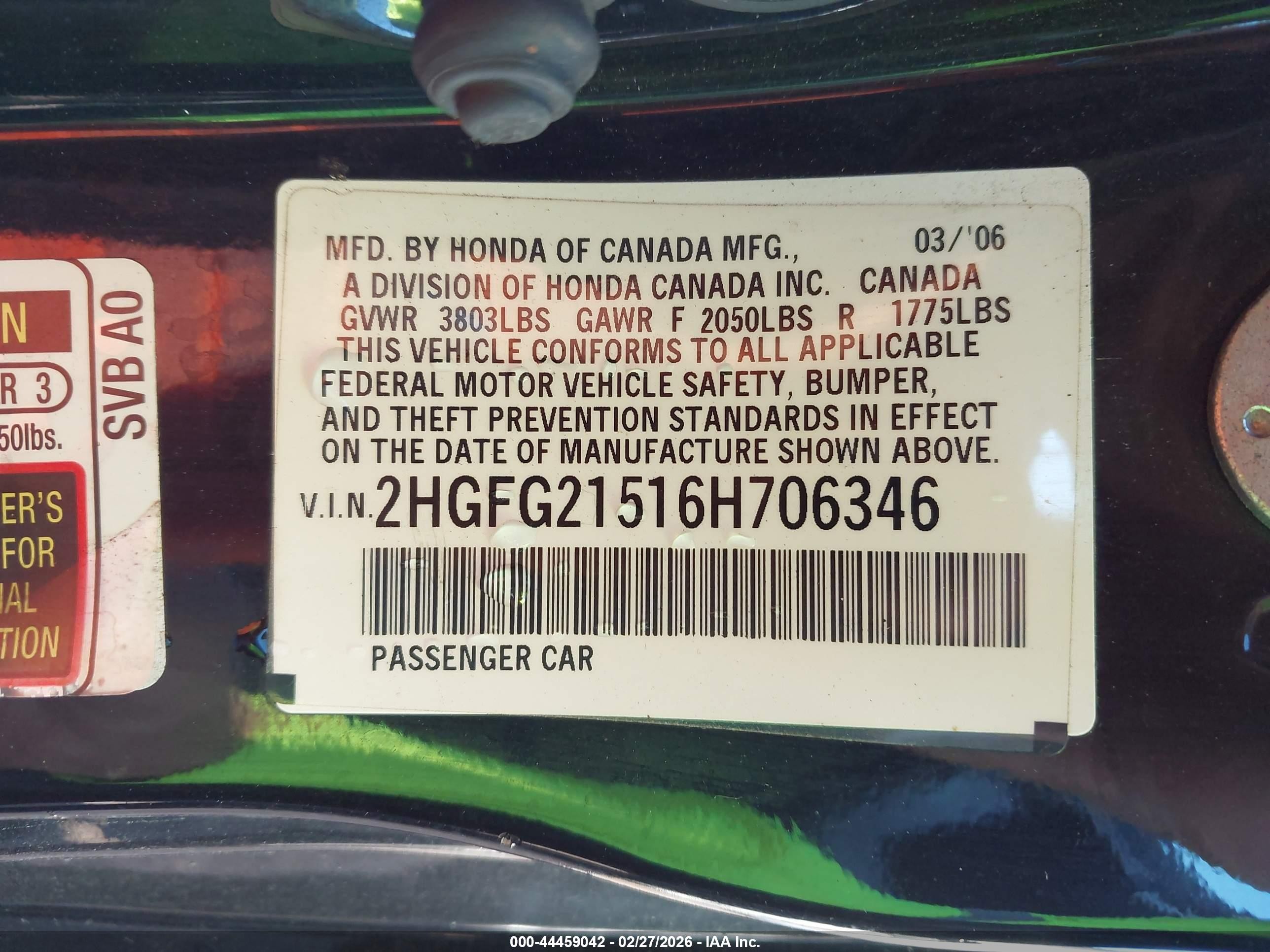 2006 Honda Civic Si Si/si (m6)/w/navi   St Черный vin: 2HGFG21516H706346