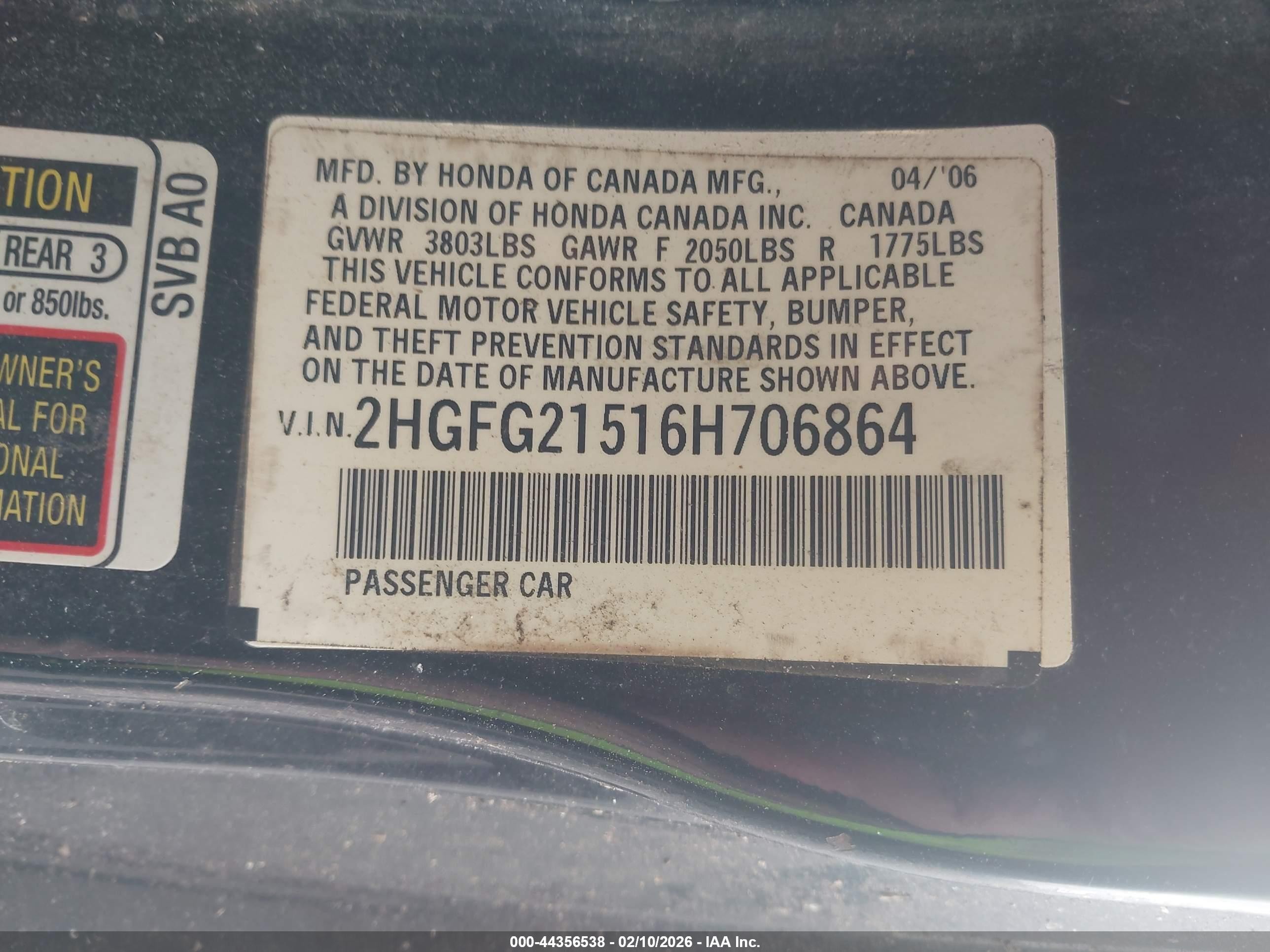2006 Honda Civic Si Si/si (m6)/w/navi   St Черный vin: 2HGFG21516H706864