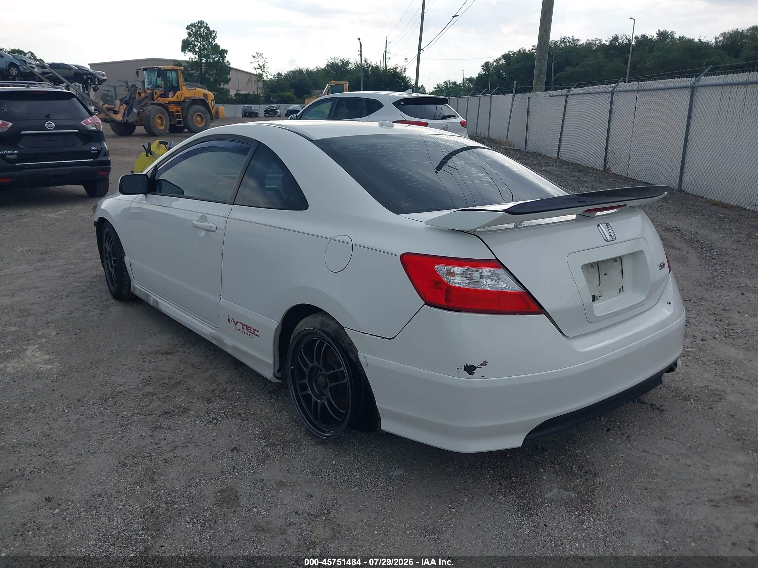 2006 Honda Civic Si White vin: 2HGFG21526H707179