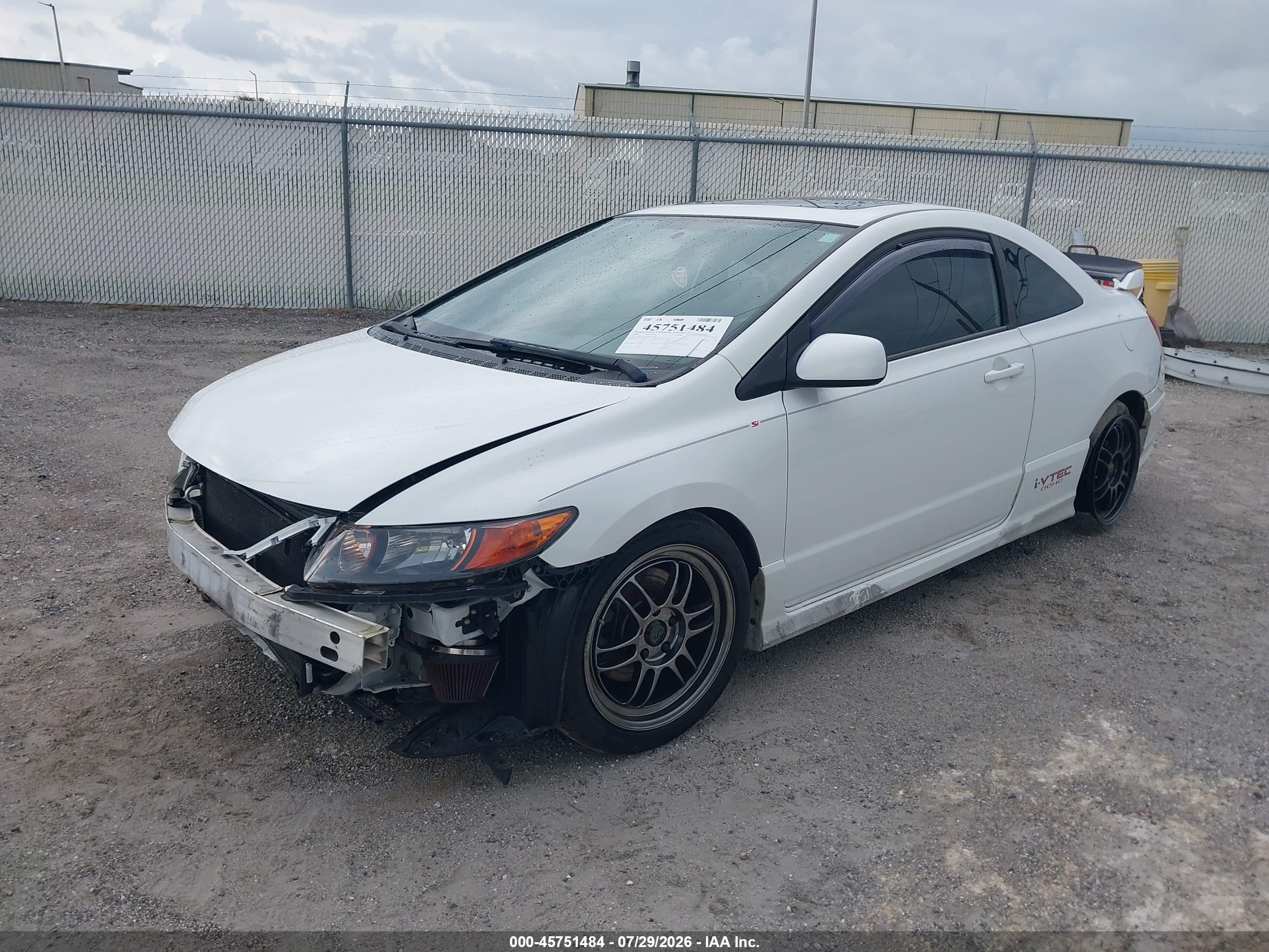 2006 Honda Civic Si White vin: 2HGFG21526H707179