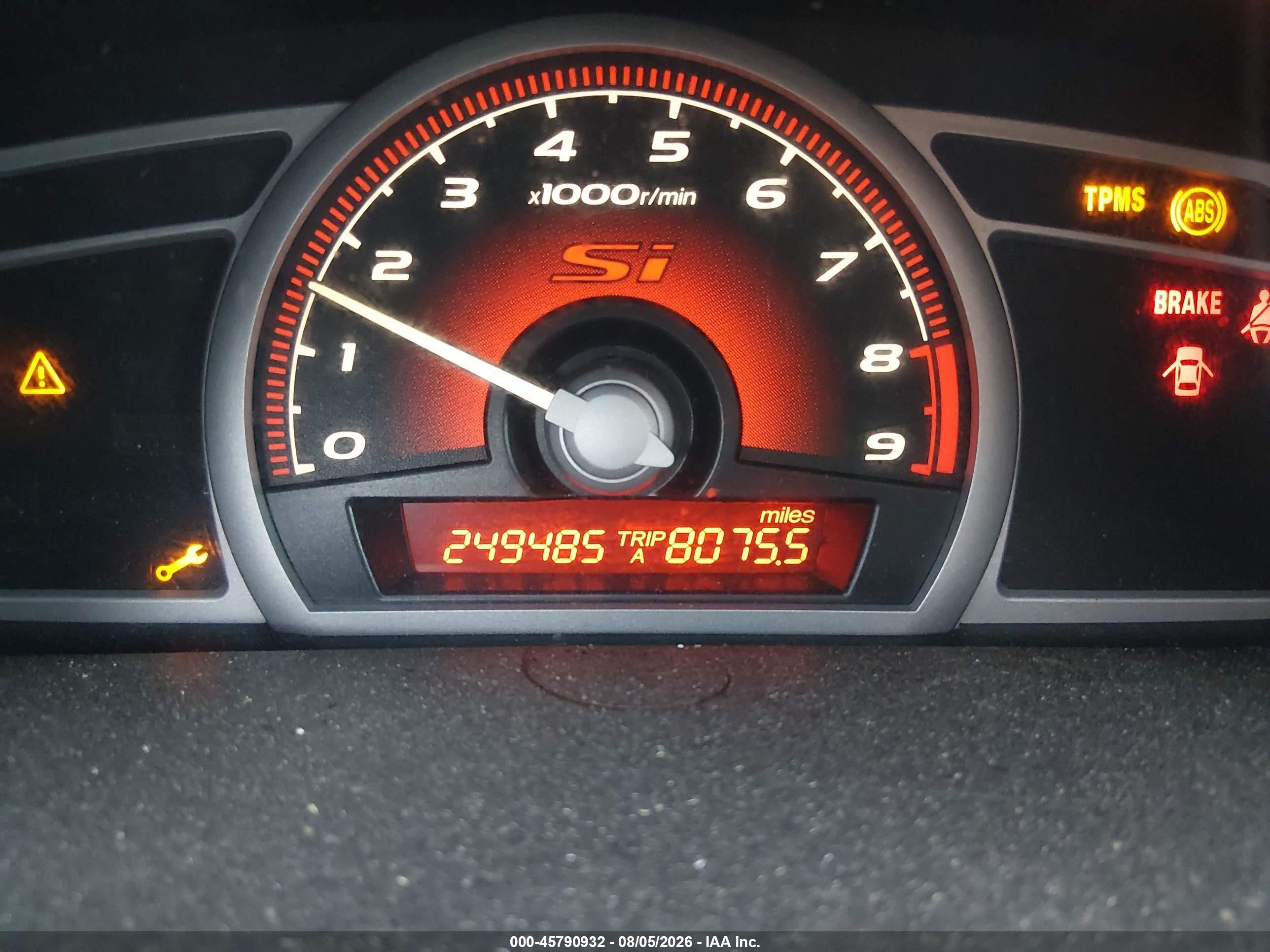 2008 Honda Civic Si Red vin: 2HGFG21538H704410