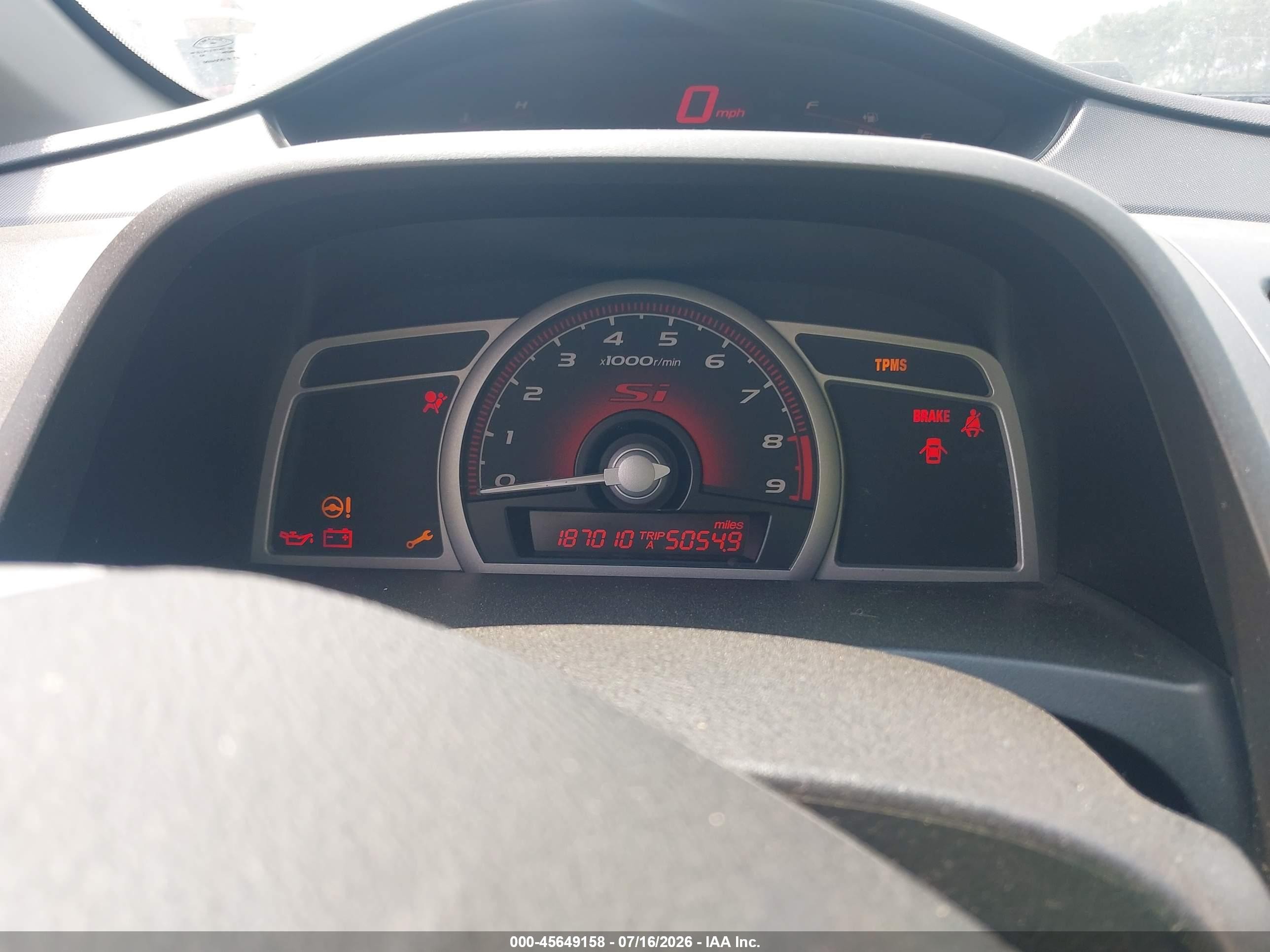 2008 Honda Civic Si White vin: 2HGFG21558H708295